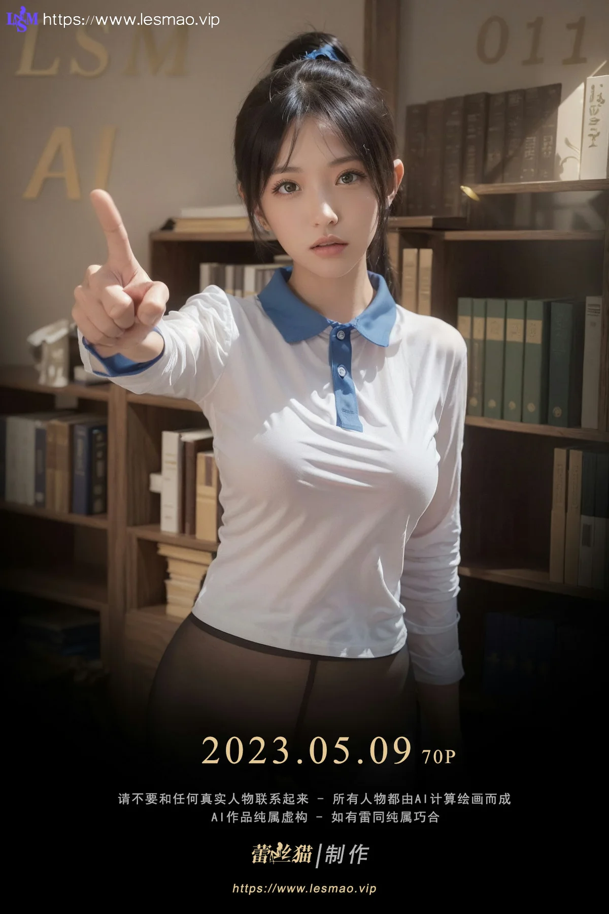 AIG  No.011 图书馆黑丝少女 - 1