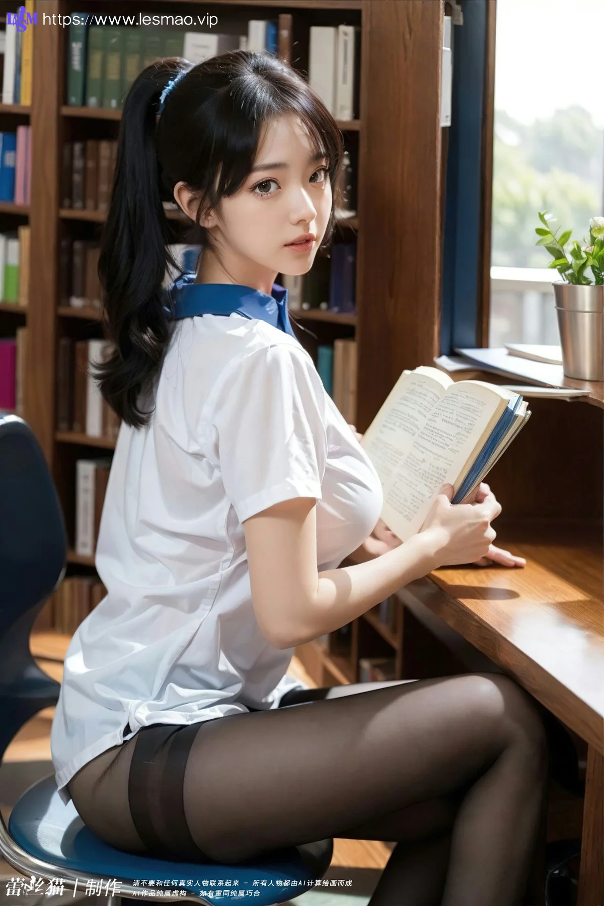 AIG  No.011 图书馆黑丝少女 - 59
