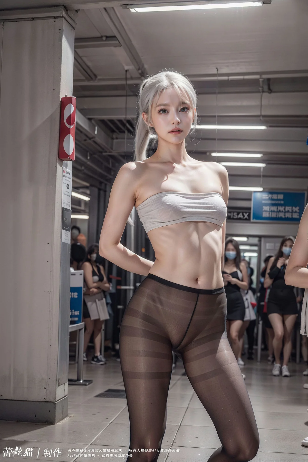 AIG  No.016 地铁银发黑丝美腿 - 40