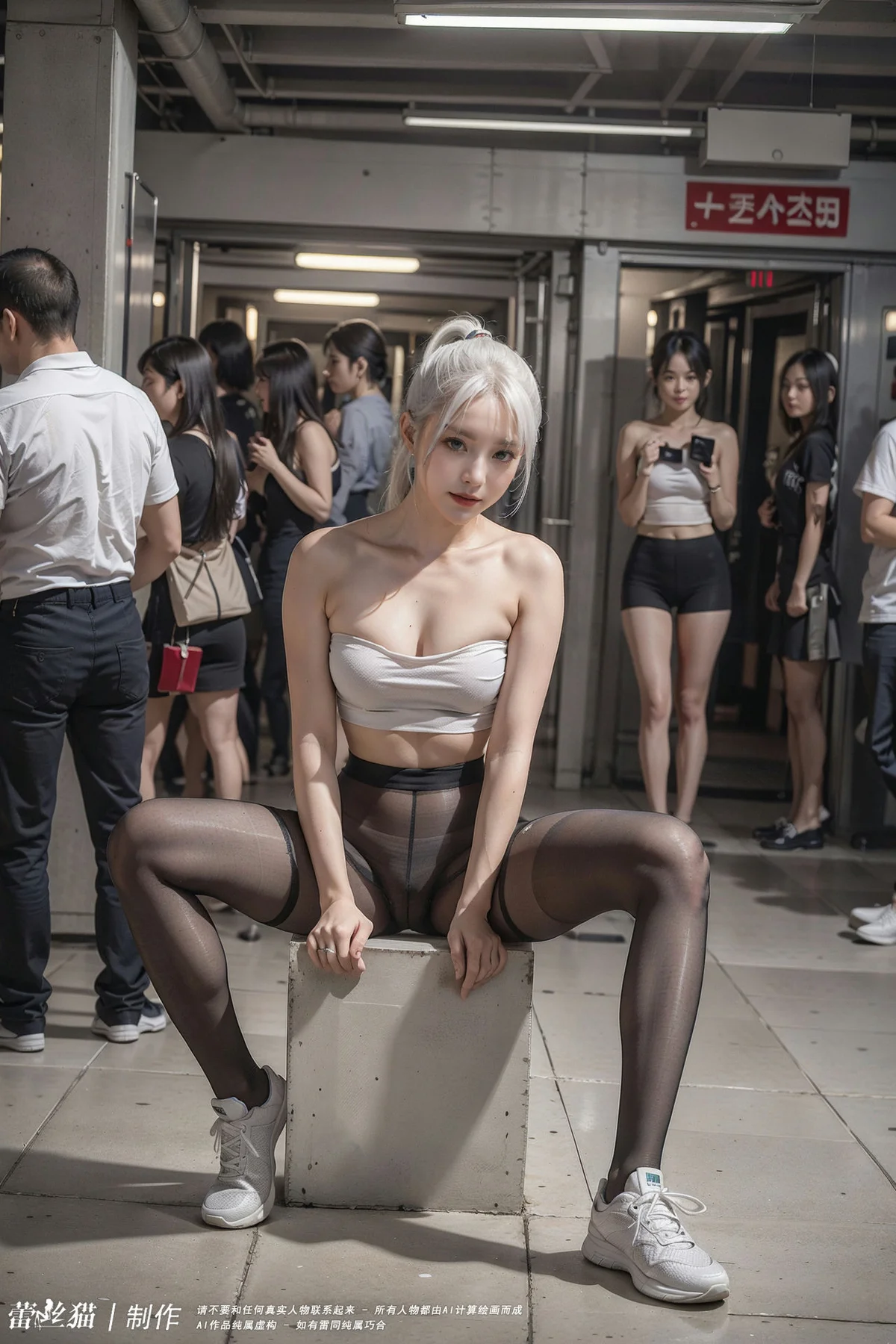 AIG  No.016 地铁银发黑丝美腿 - 44