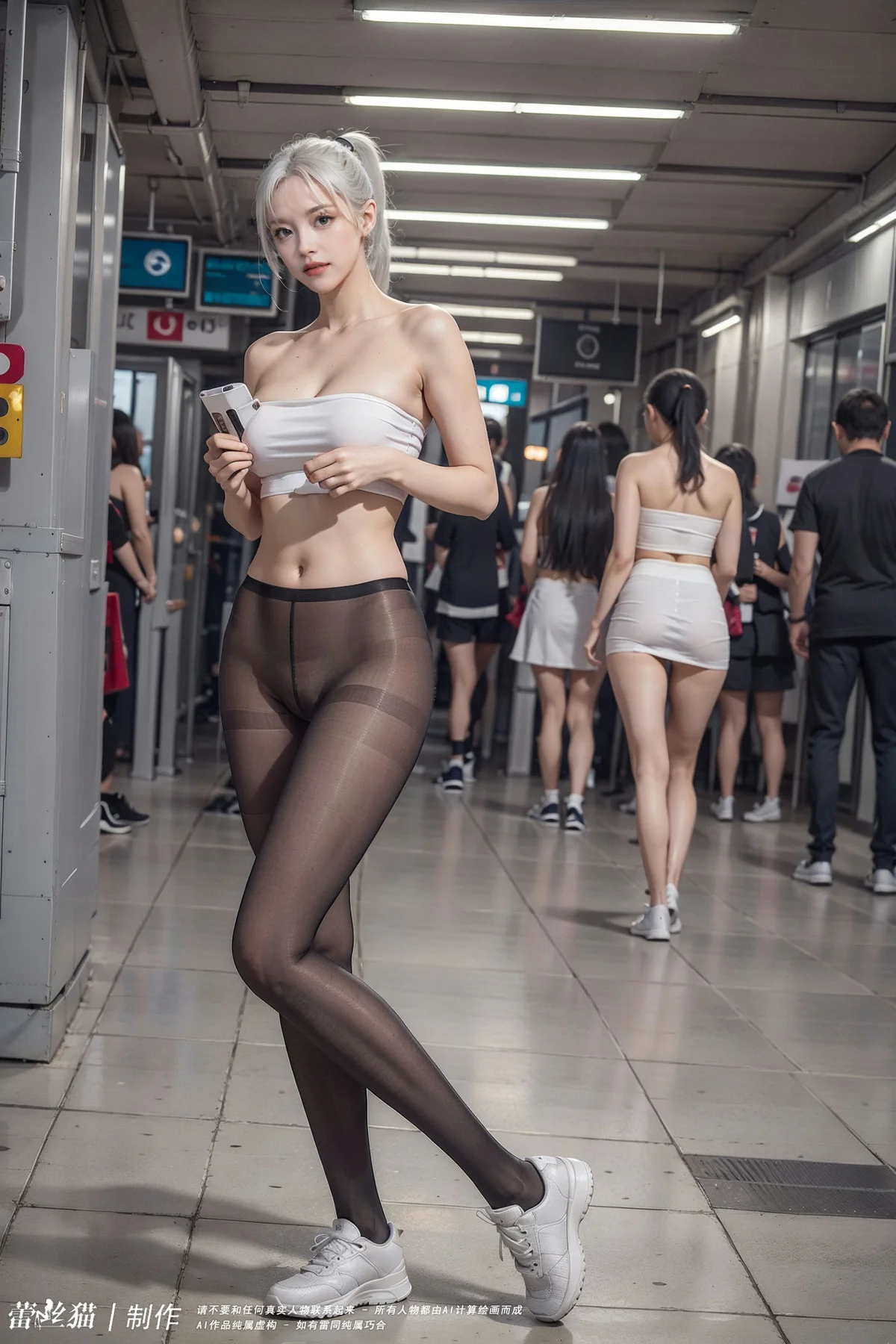 AIG  No.016 地铁银发黑丝美腿 - 45