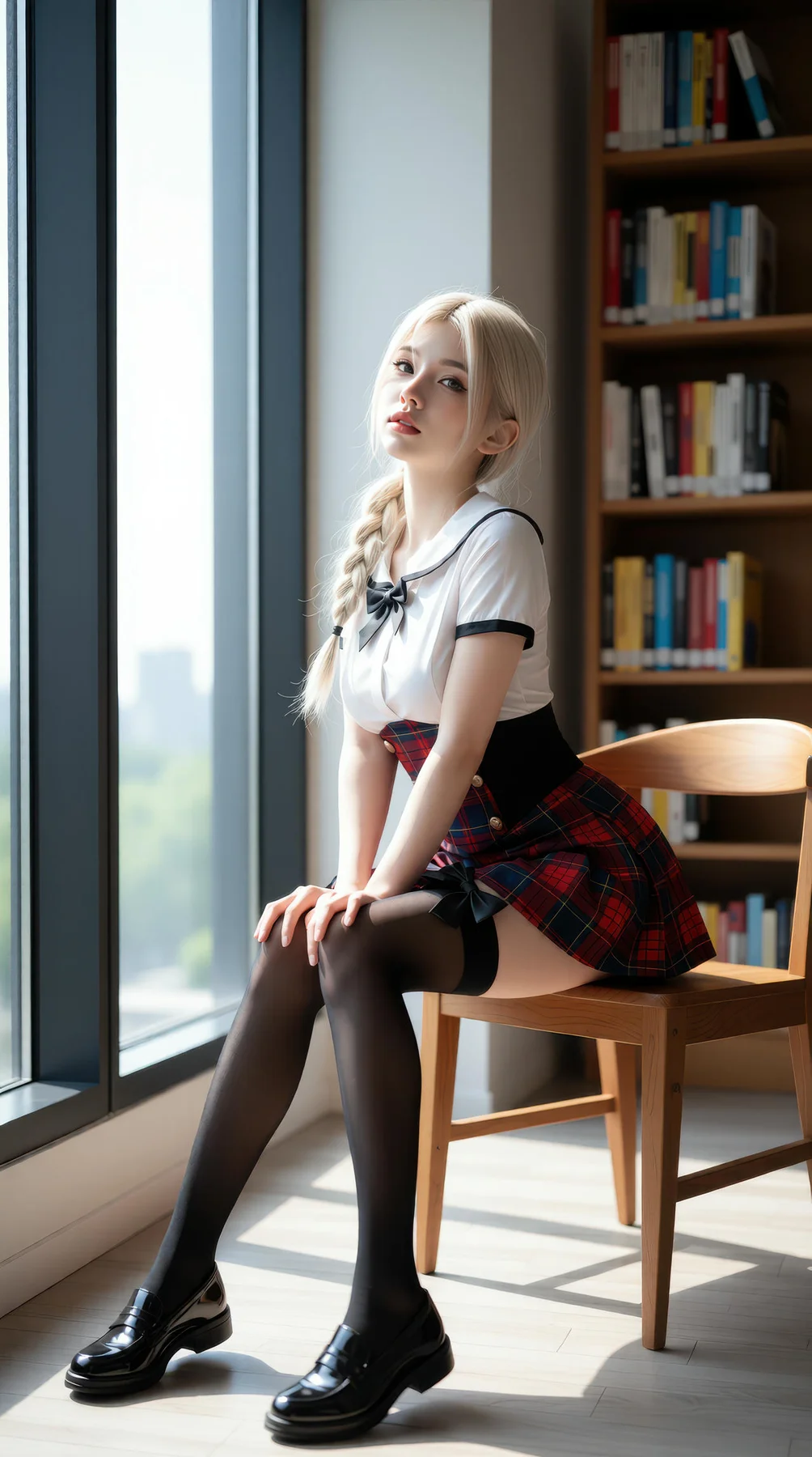 AIG  No.104 熙蕾学姐ruby 超美银发短裙美女图书馆美照 - 12