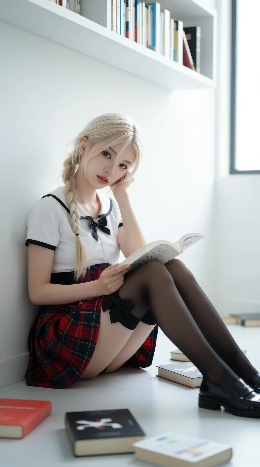 AIG  No.104 熙蕾学姐ruby 超美银发短裙美女图书馆美照 - 14