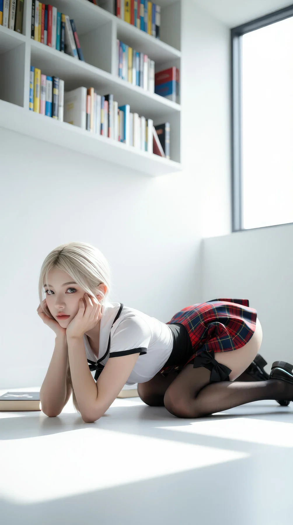 AIG  No.104 熙蕾学姐ruby 超美银发短裙美女图书馆美照 - 17