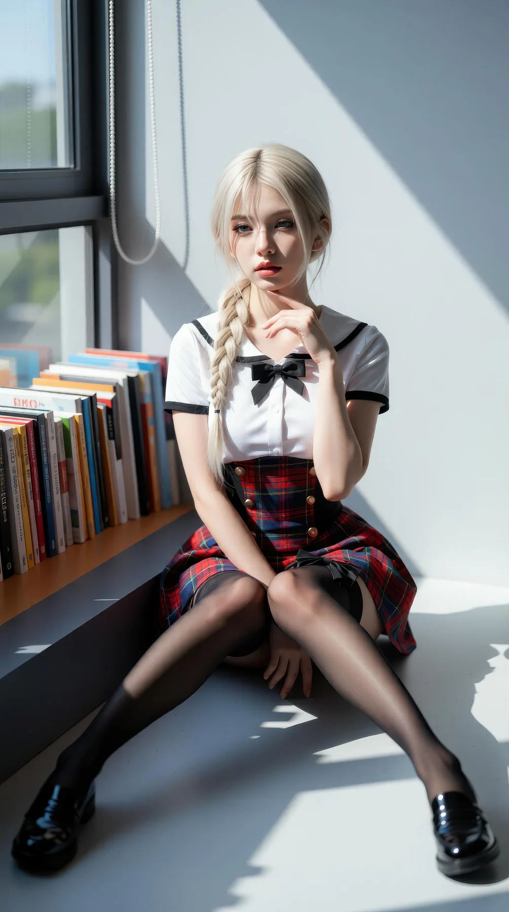 AIG  No.104 熙蕾学姐ruby 超美银发短裙美女图书馆美照 - 20