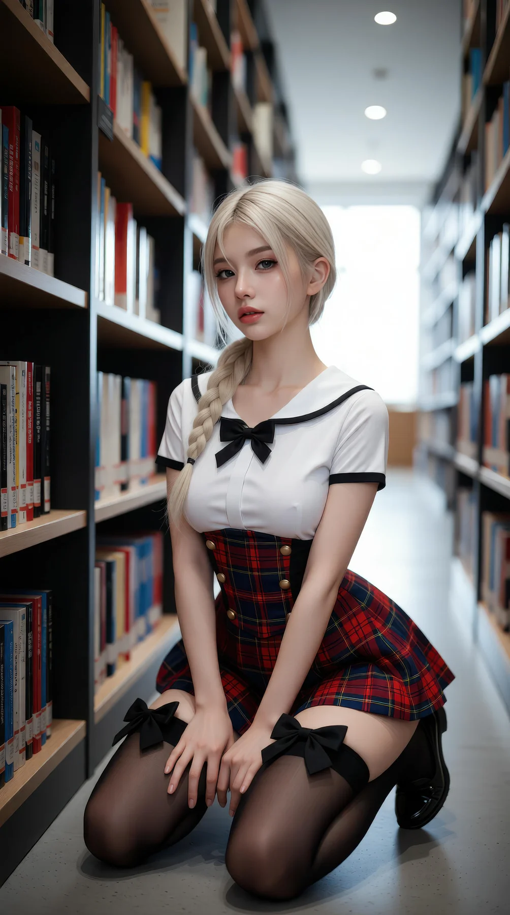 AIG  No.104 熙蕾学姐ruby 超美银发短裙美女图书馆美照 - 34