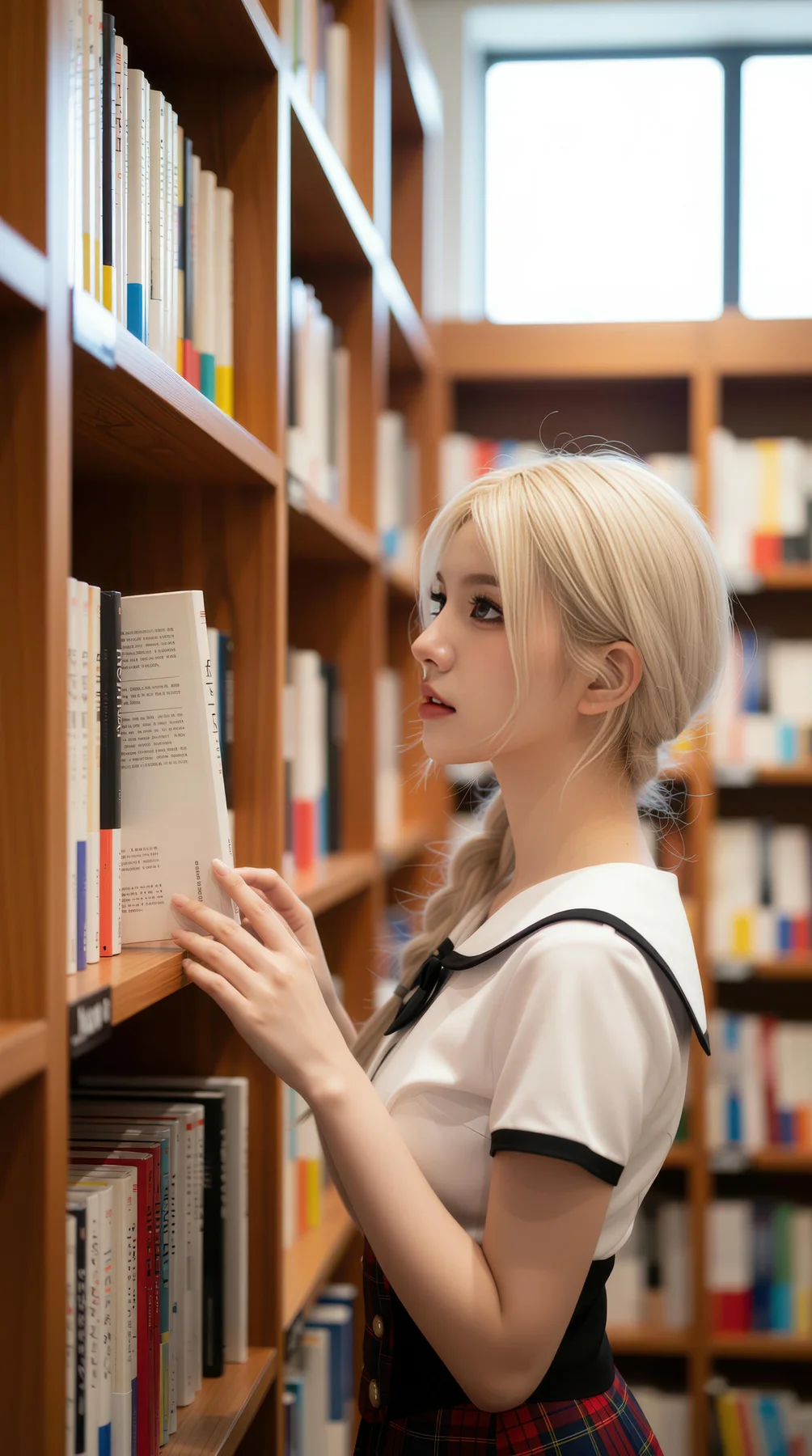 AIG  No.104 熙蕾学姐ruby 超美银发短裙美女图书馆美照 - 38