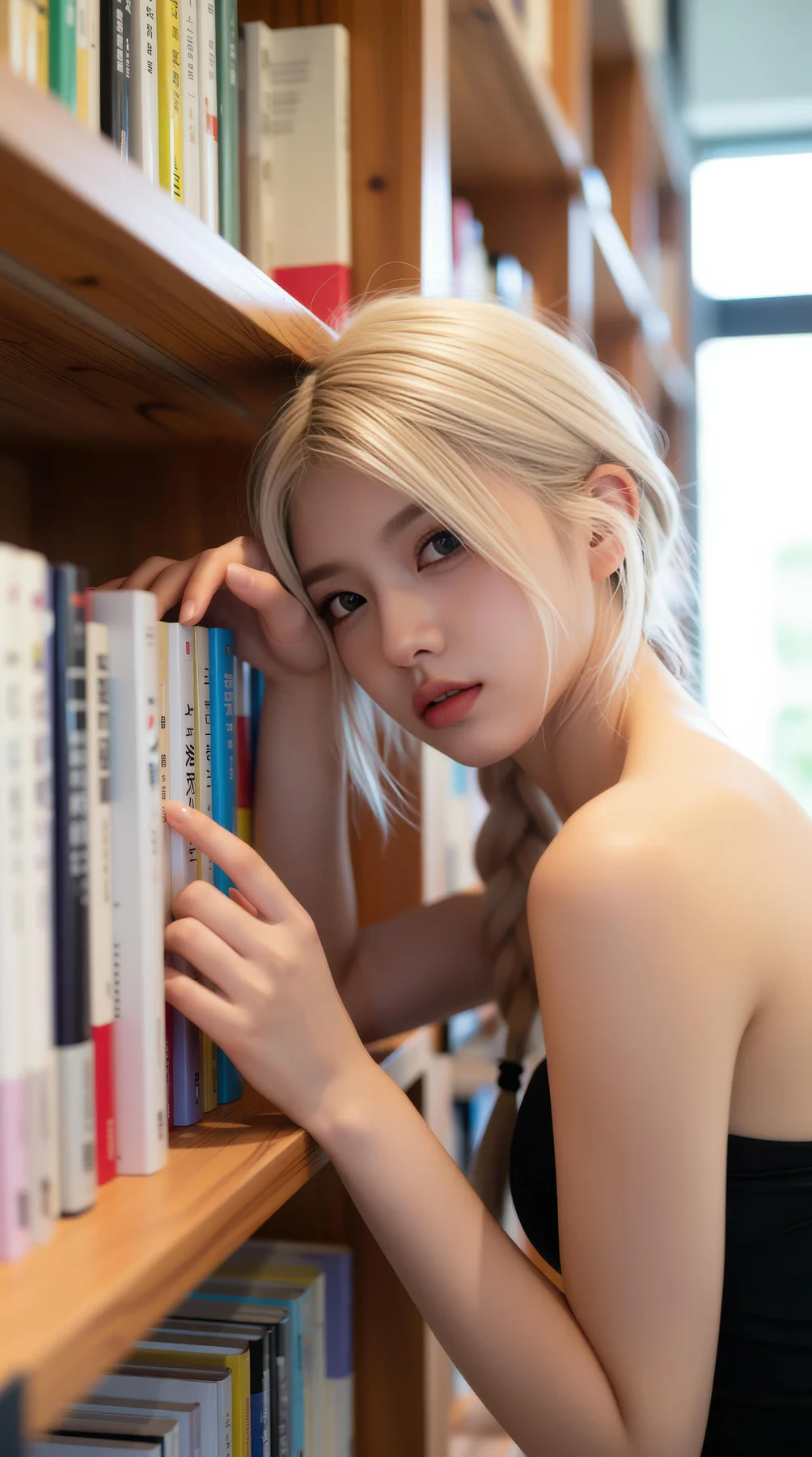 AIG  No.104 熙蕾学姐ruby 超美银发短裙美女图书馆美照 - 42