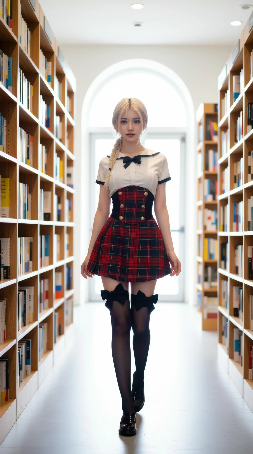 AIG  No.104 熙蕾学姐ruby 超美银发短裙美女图书馆美照 - 48