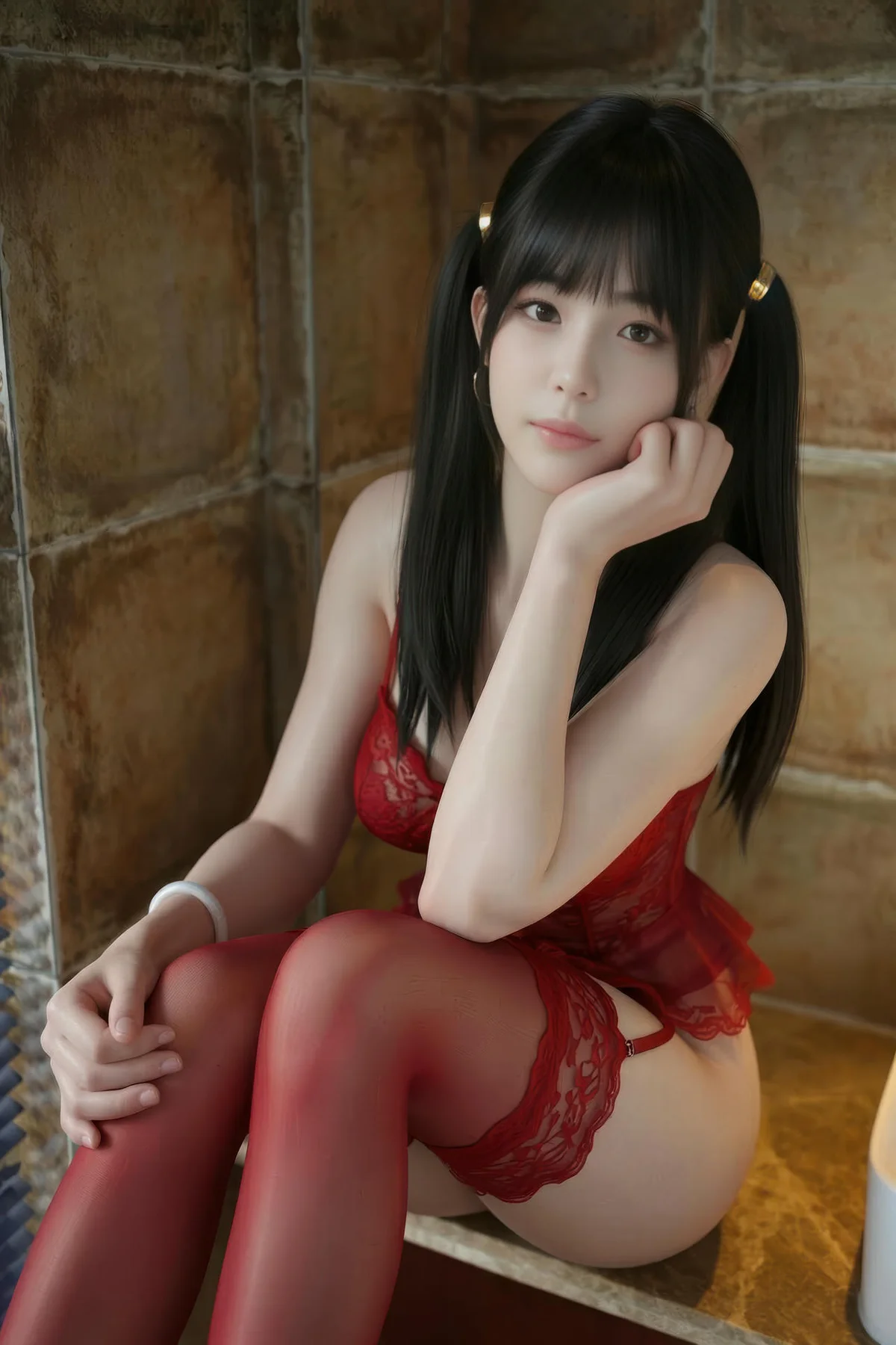 AIG  No.156 柚柚sasa红色蕾丝连体衣 - 59