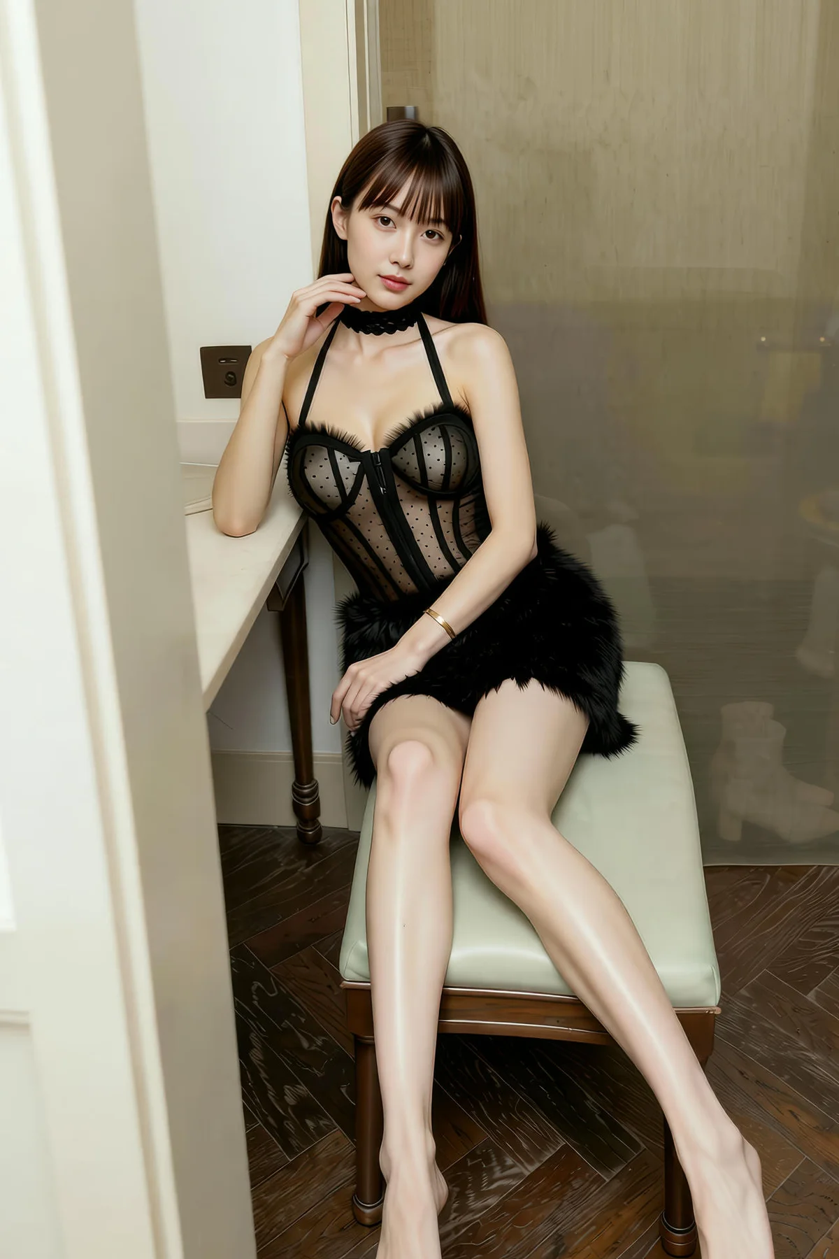 AIG  No.256 婉婉兔毛性感短裙 - 42