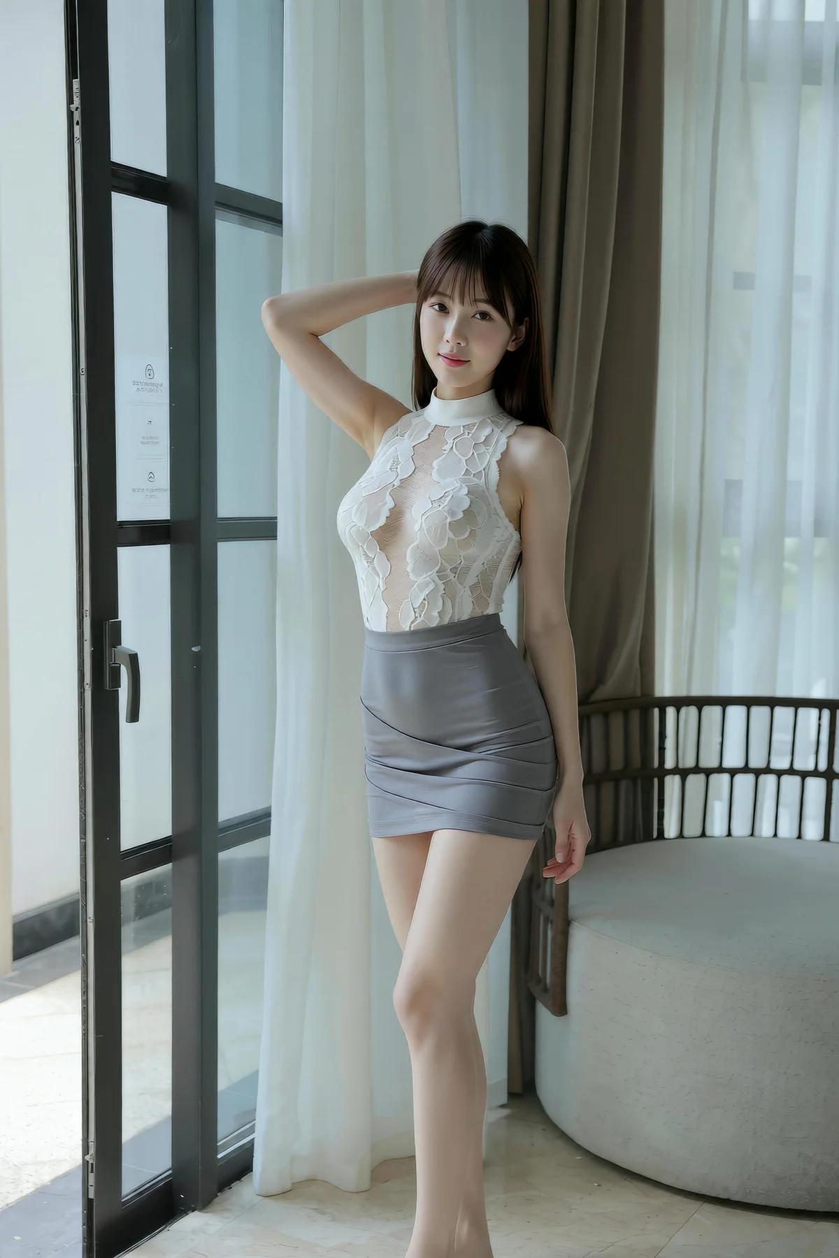 AIG  No.285 婉婉灰色短裙白蕾丝 - 24