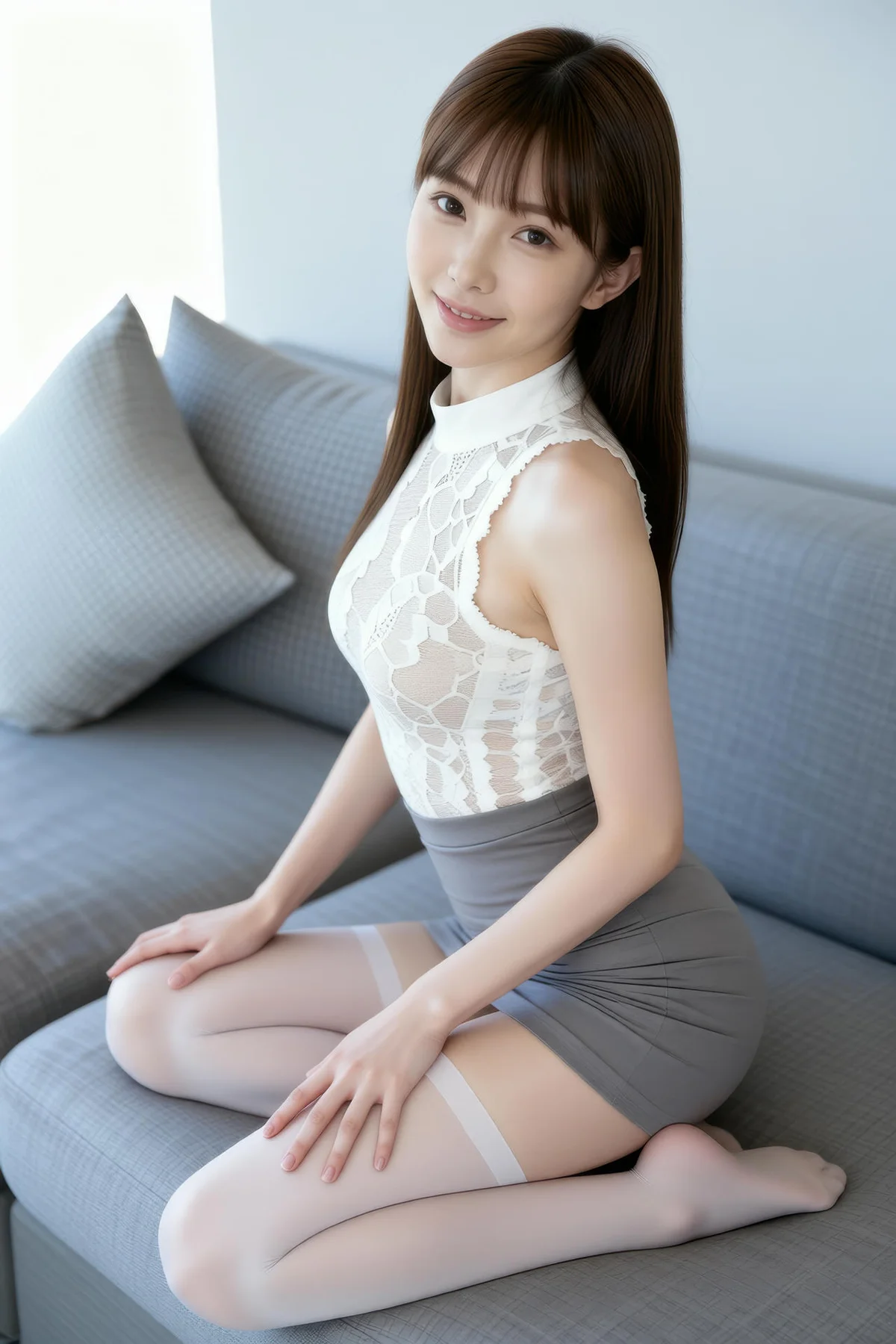 AIG  No.285 婉婉灰色短裙白蕾丝 - 55