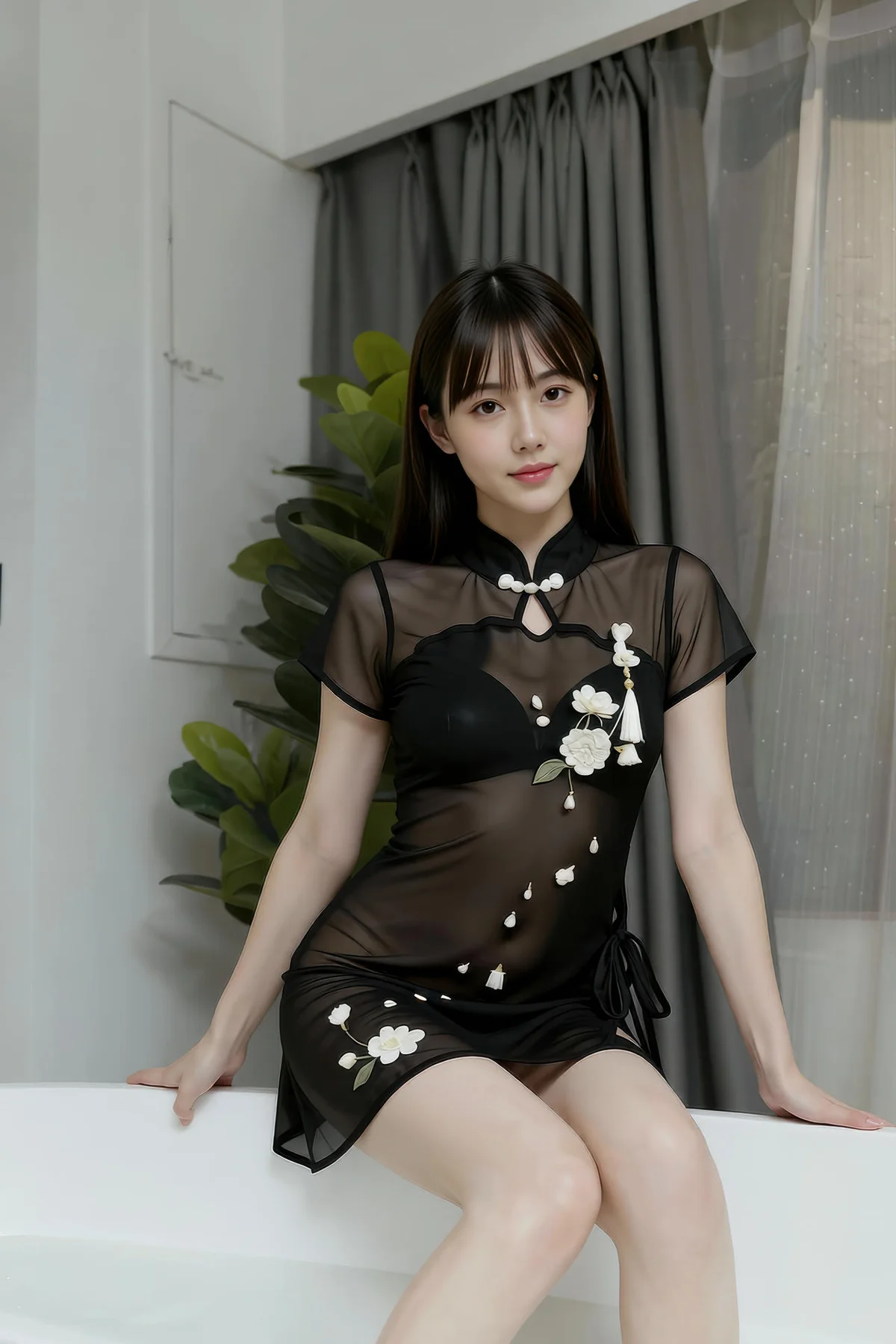 AIG  No.399 婉婉黑色旗袍透视 - 12