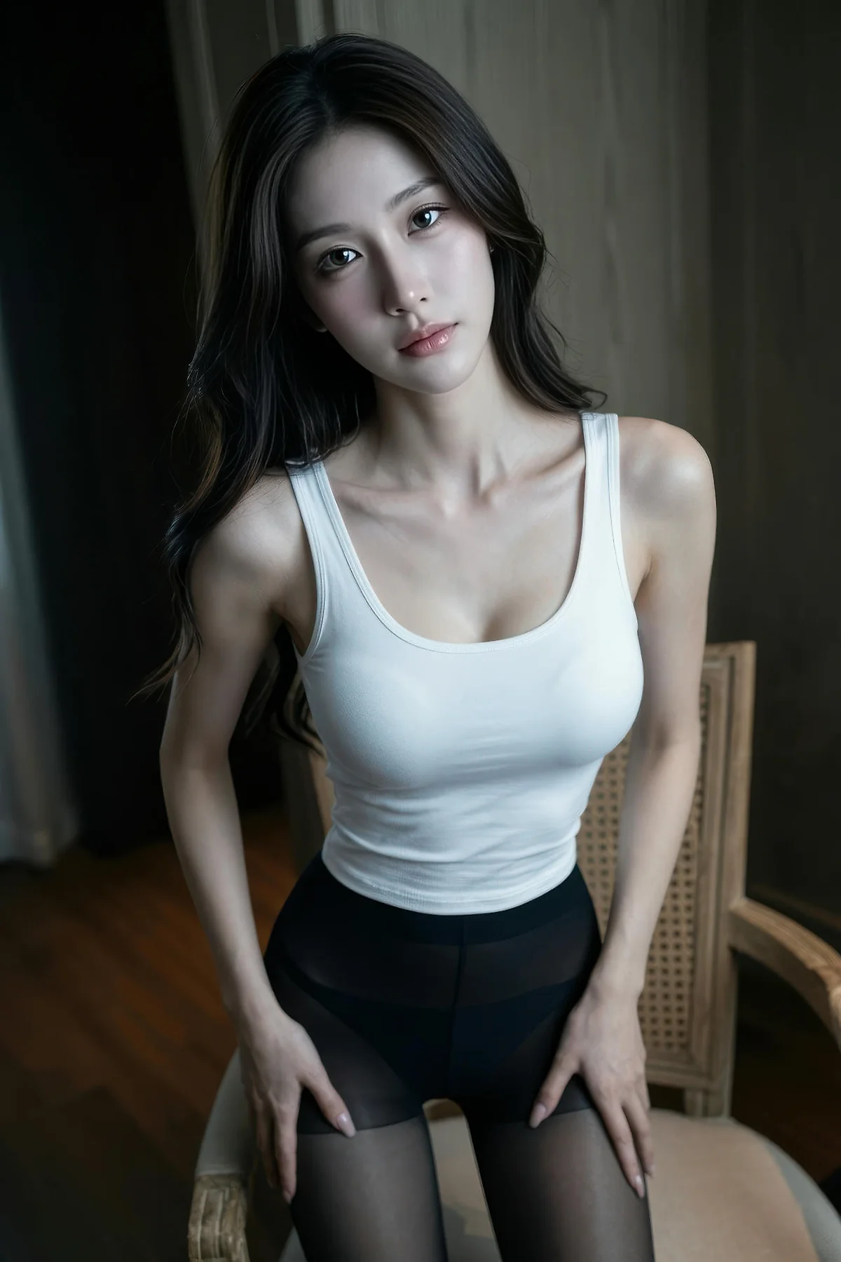 AIG  No.452 糖er黑丝美腿白背心 - 32