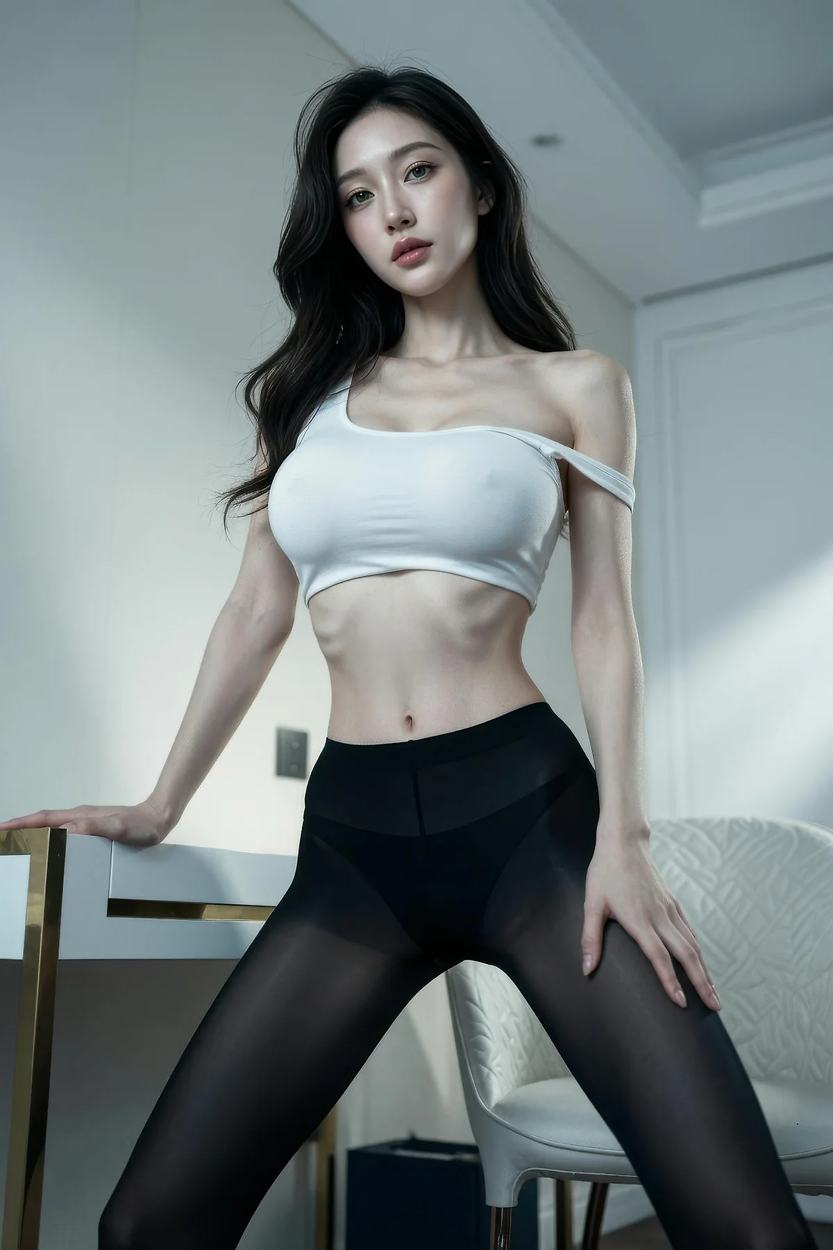 AIG  No.452 糖er黑丝美腿白背心 - 59