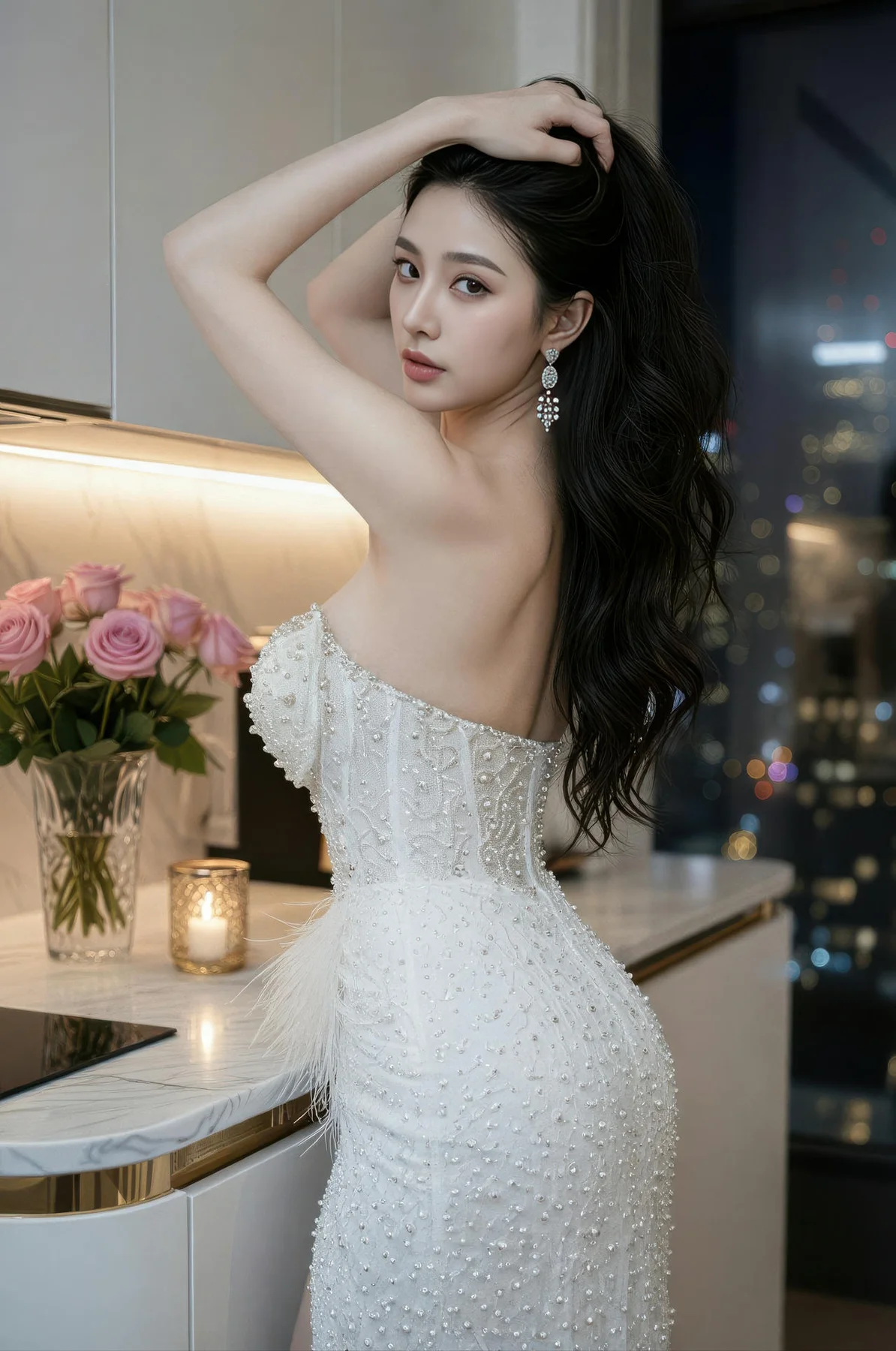 AIG  No.542 糖er白色礼裙香肩美女 - 14