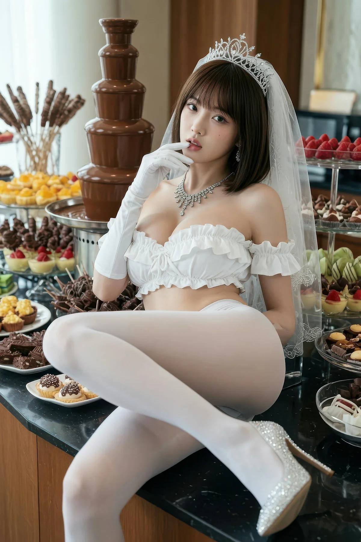 AIG  No.560 小乔香肩白丝礼服 - 30