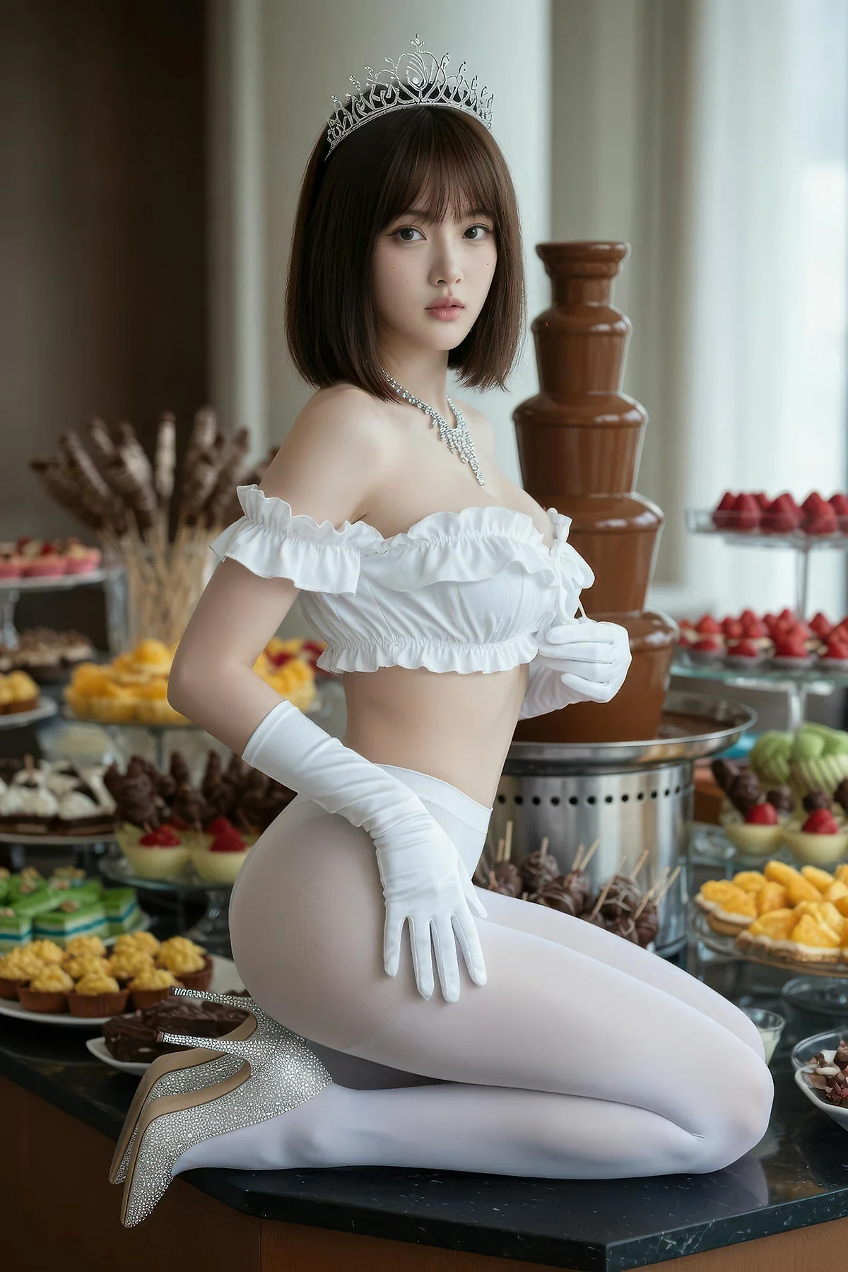 AIG  No.560 小乔香肩白丝礼服 - 44