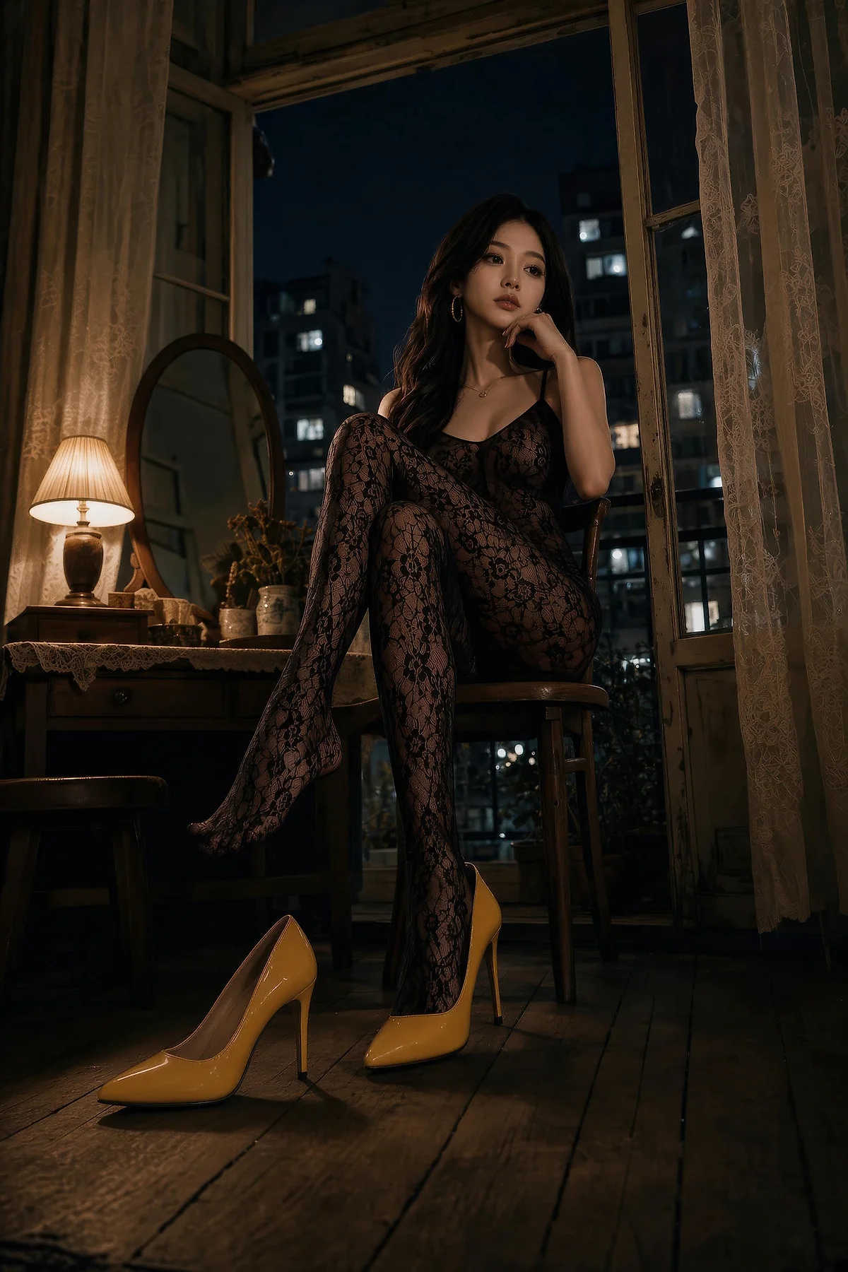 AIG  No.570 斯蔓黑色蕾丝连体衣 - 49
