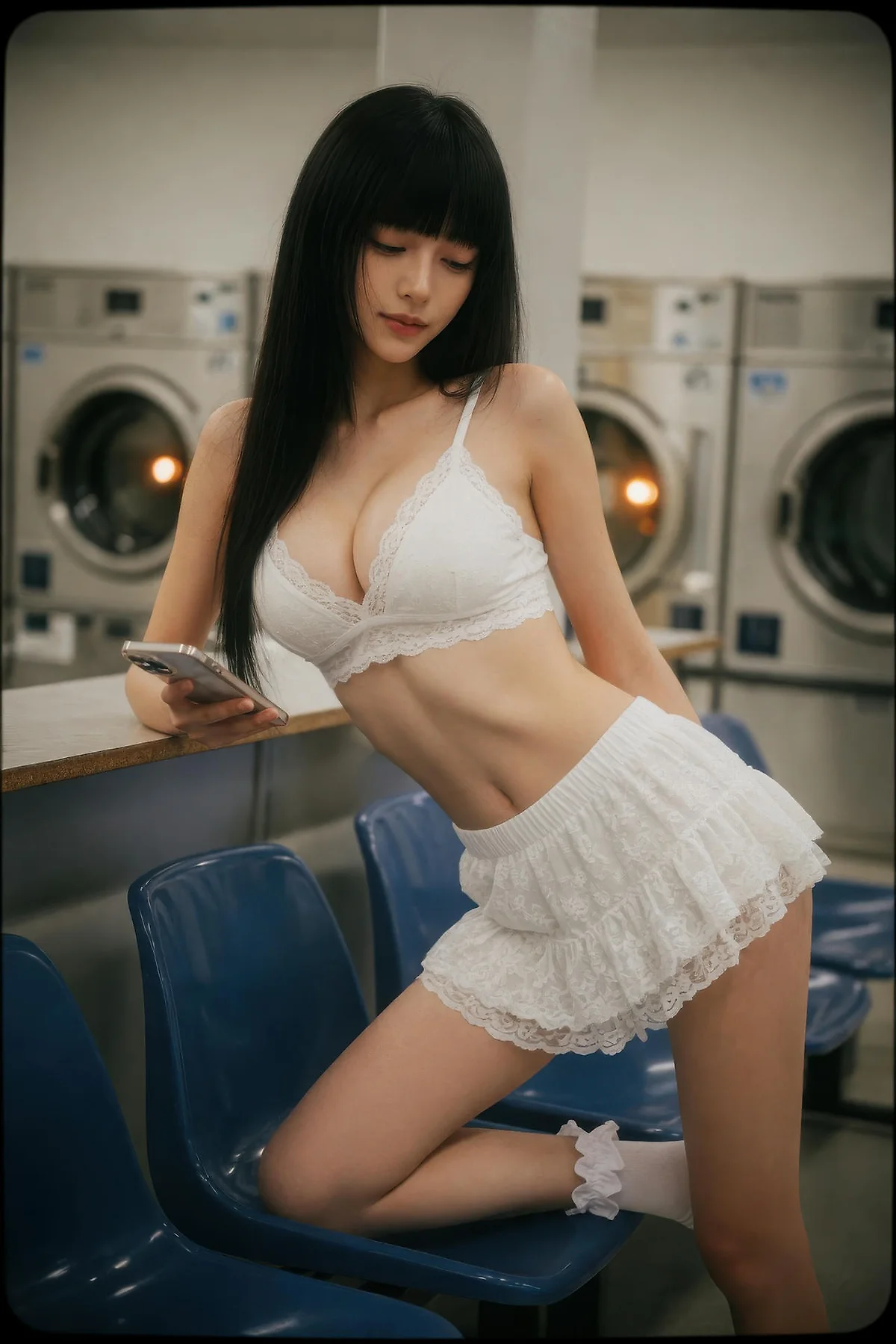 AIG  No.586 九歌lina超美白色蕾丝短裙 - 14