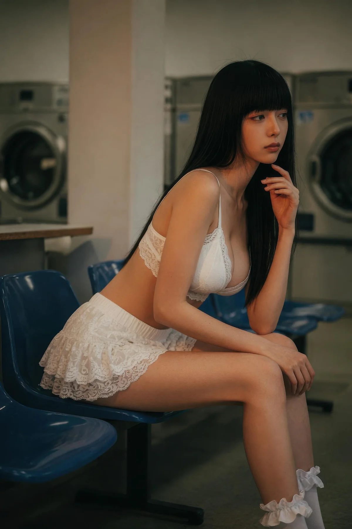 AIG  No.586 九歌lina超美白色蕾丝短裙 - 16