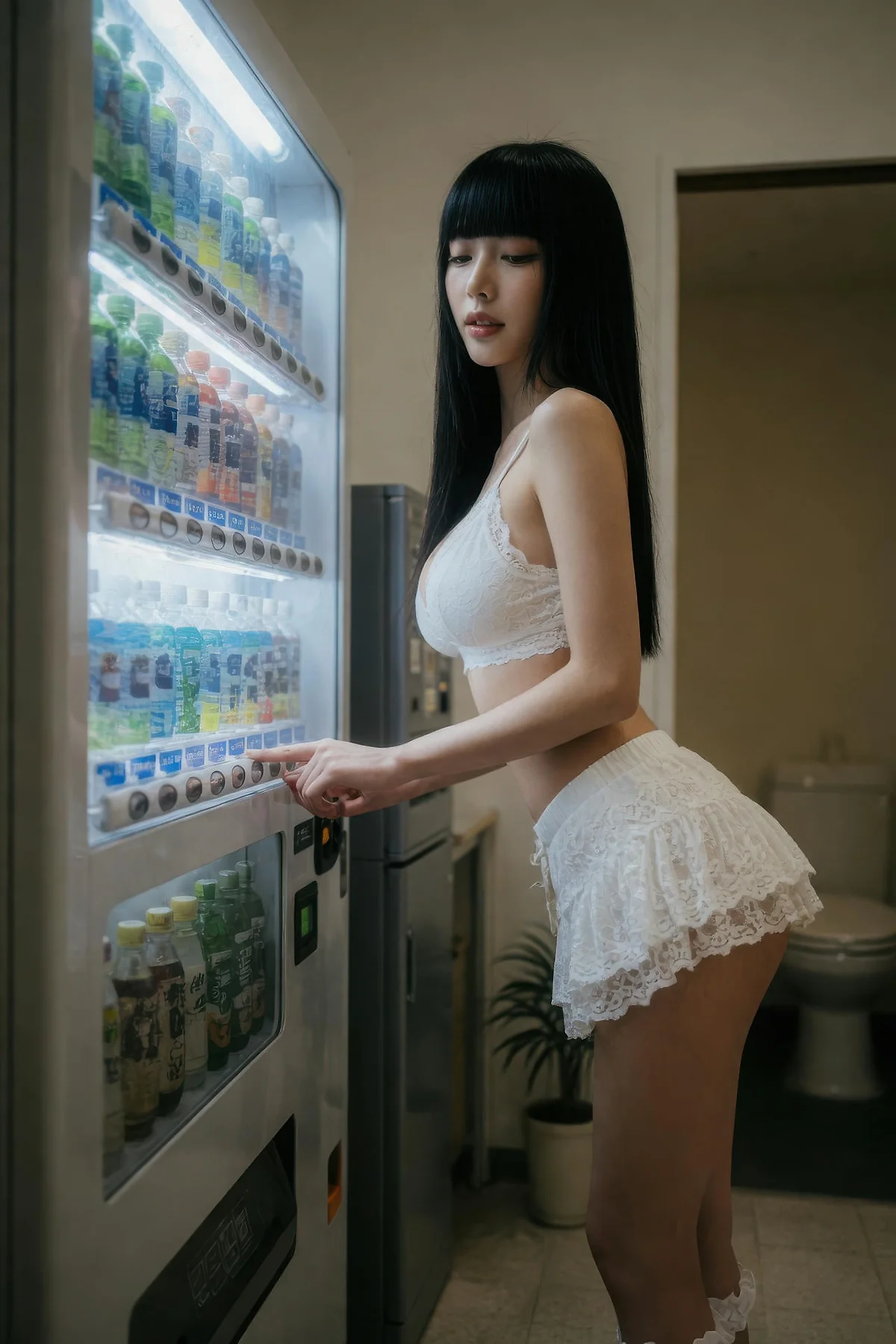 AIG  No.586 九歌lina超美白色蕾丝短裙 - 40