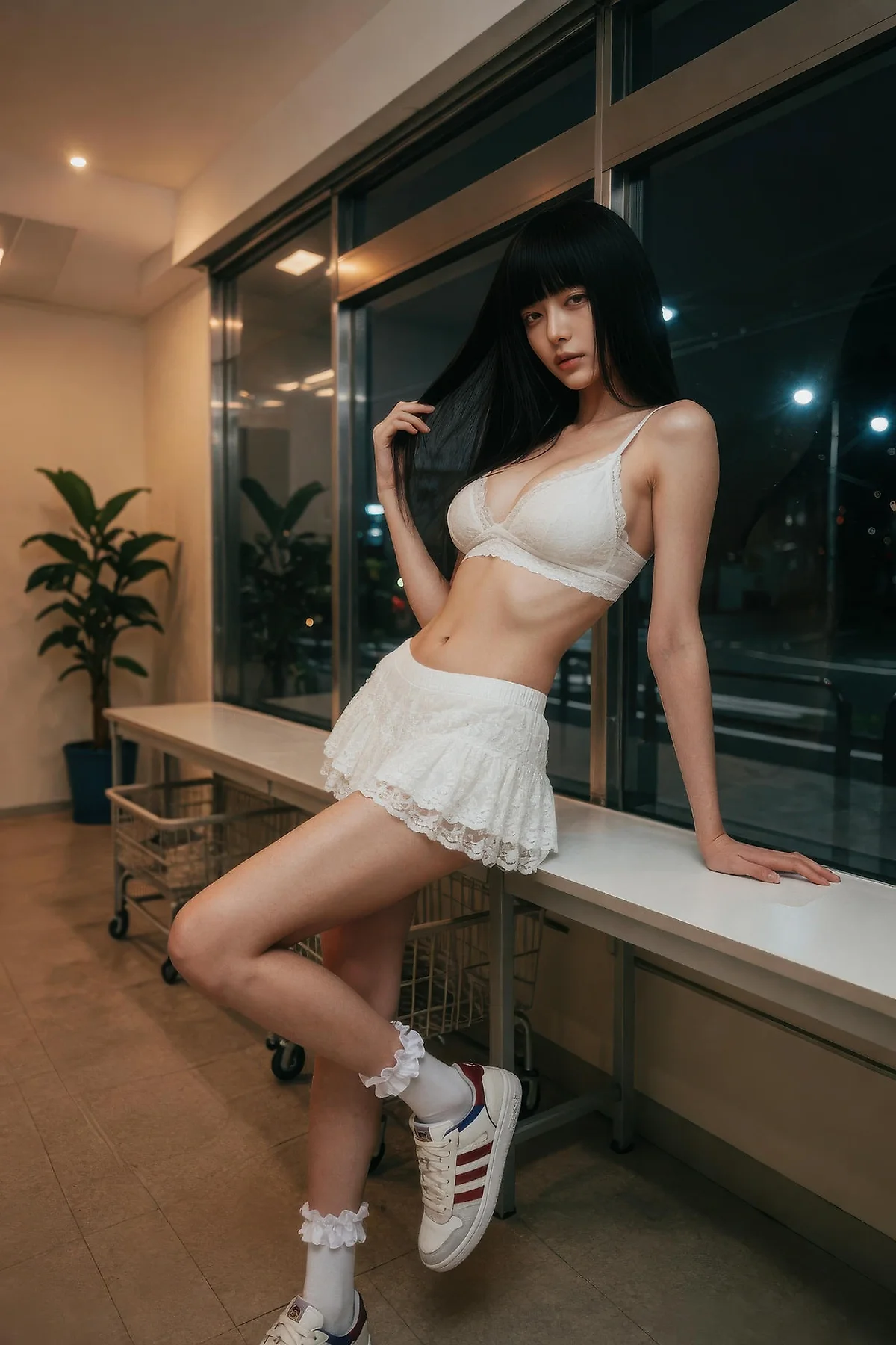 AIG  No.586 九歌lina超美白色蕾丝短裙 - 43