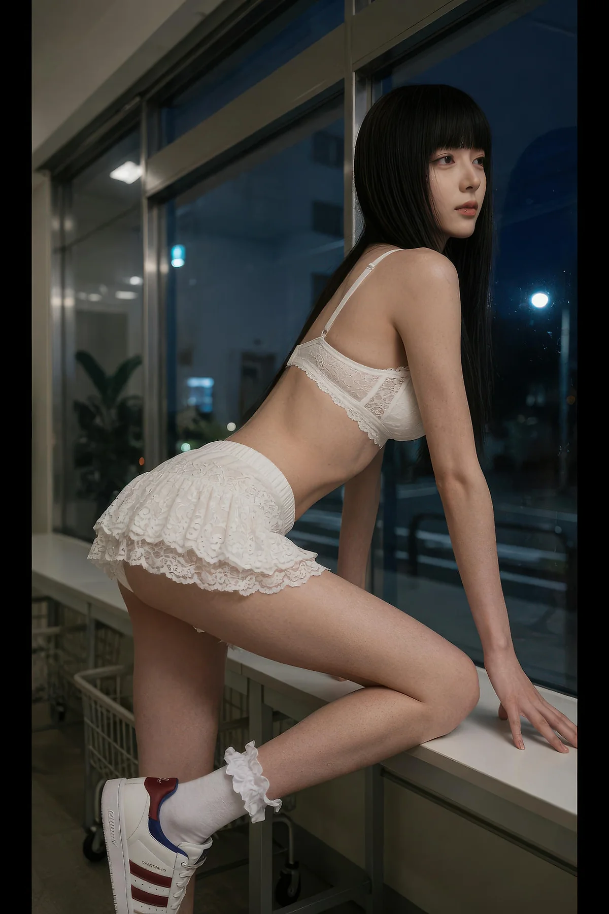 AIG  No.586 九歌lina超美白色蕾丝短裙 - 48