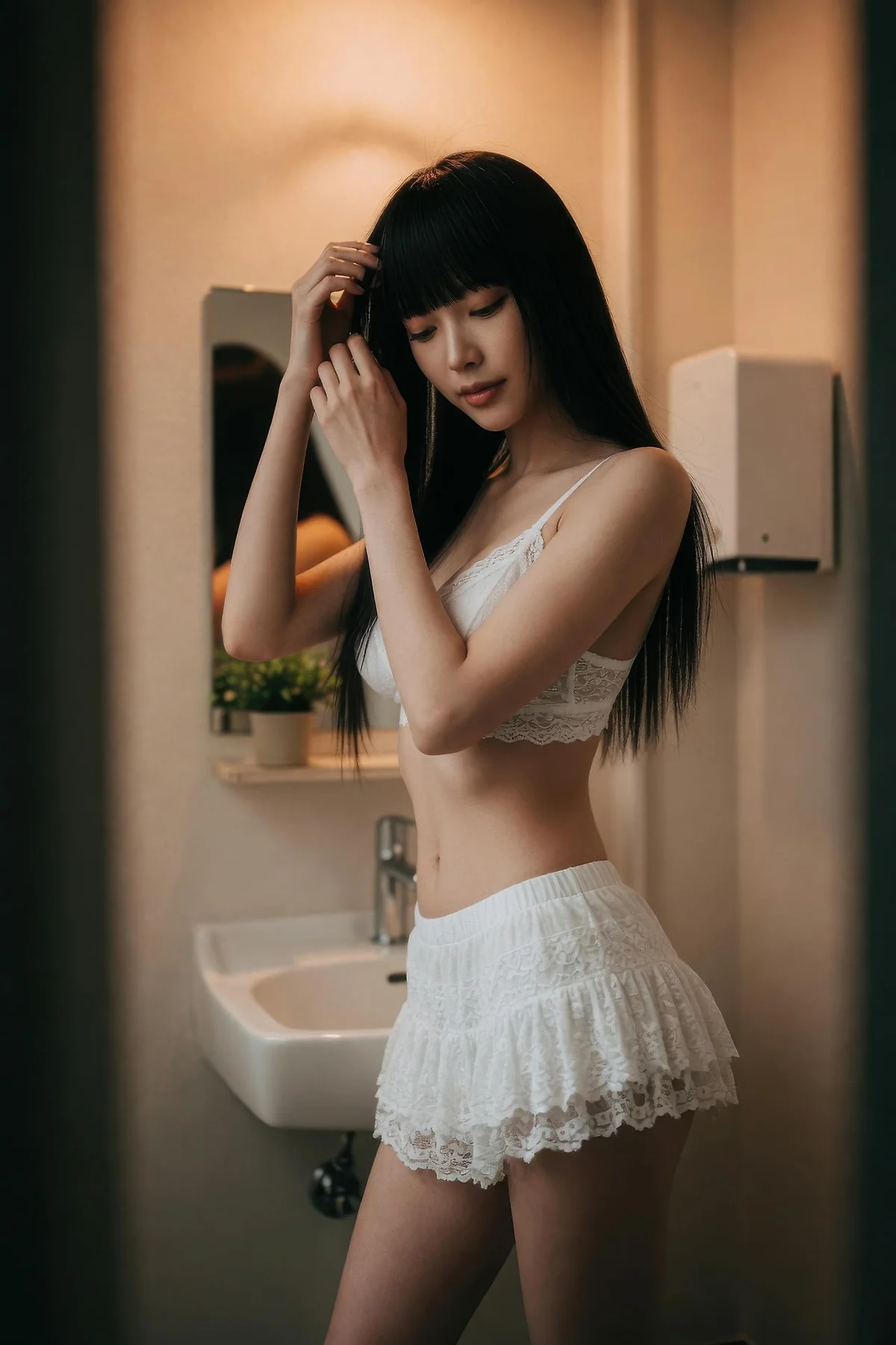 AIG  No.586 九歌lina超美白色蕾丝短裙 - 49