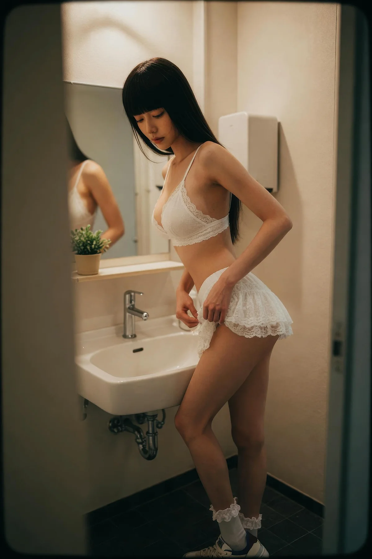 AIG  No.586 九歌lina超美白色蕾丝短裙 - 54
