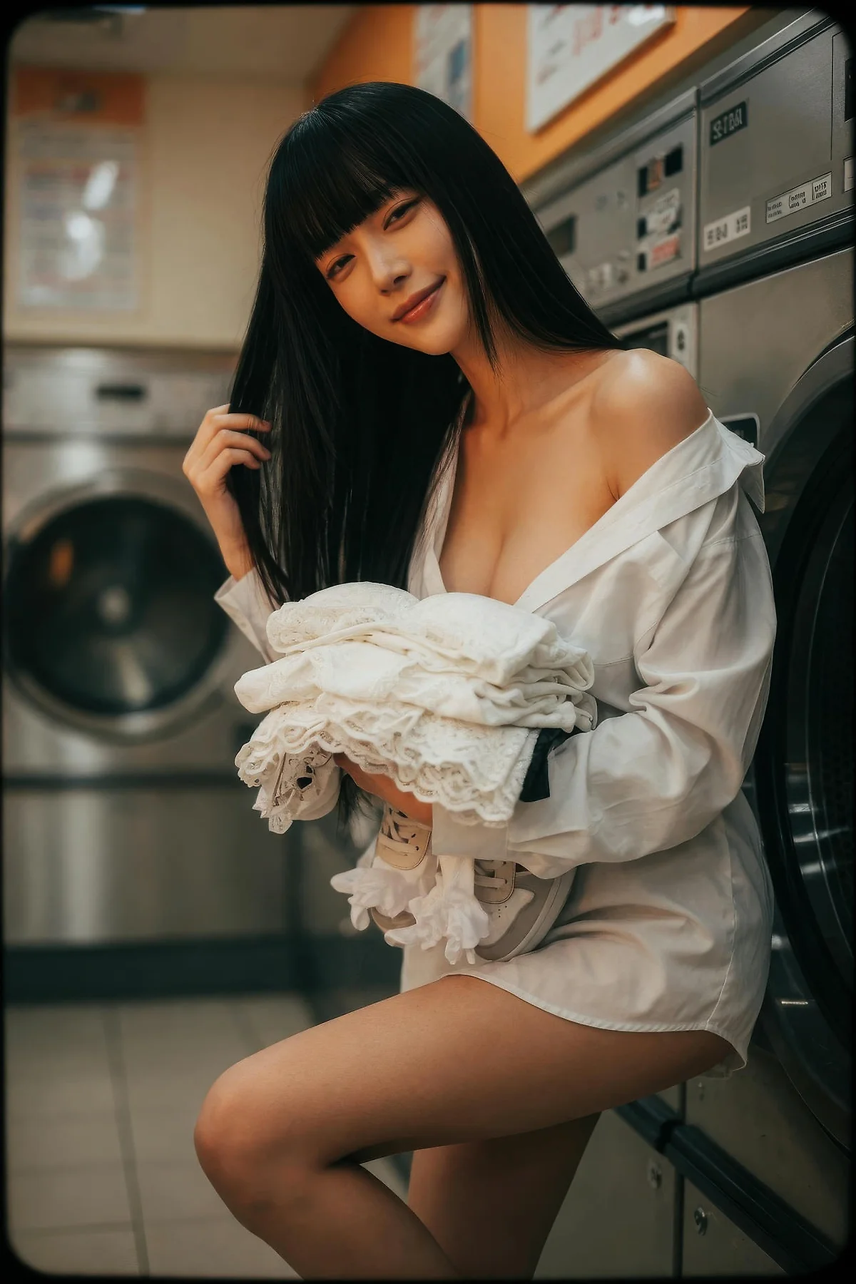AIG  No.586 九歌lina超美白色蕾丝短裙 - 58