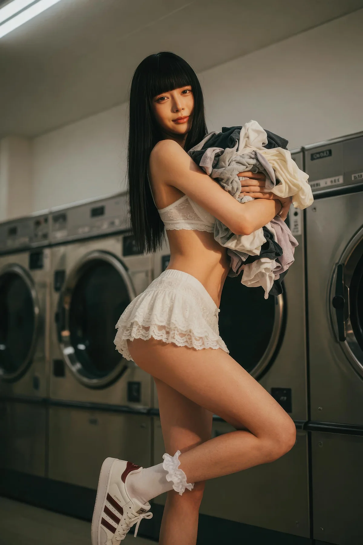 AIG  No.586 九歌lina超美白色蕾丝短裙 - 59