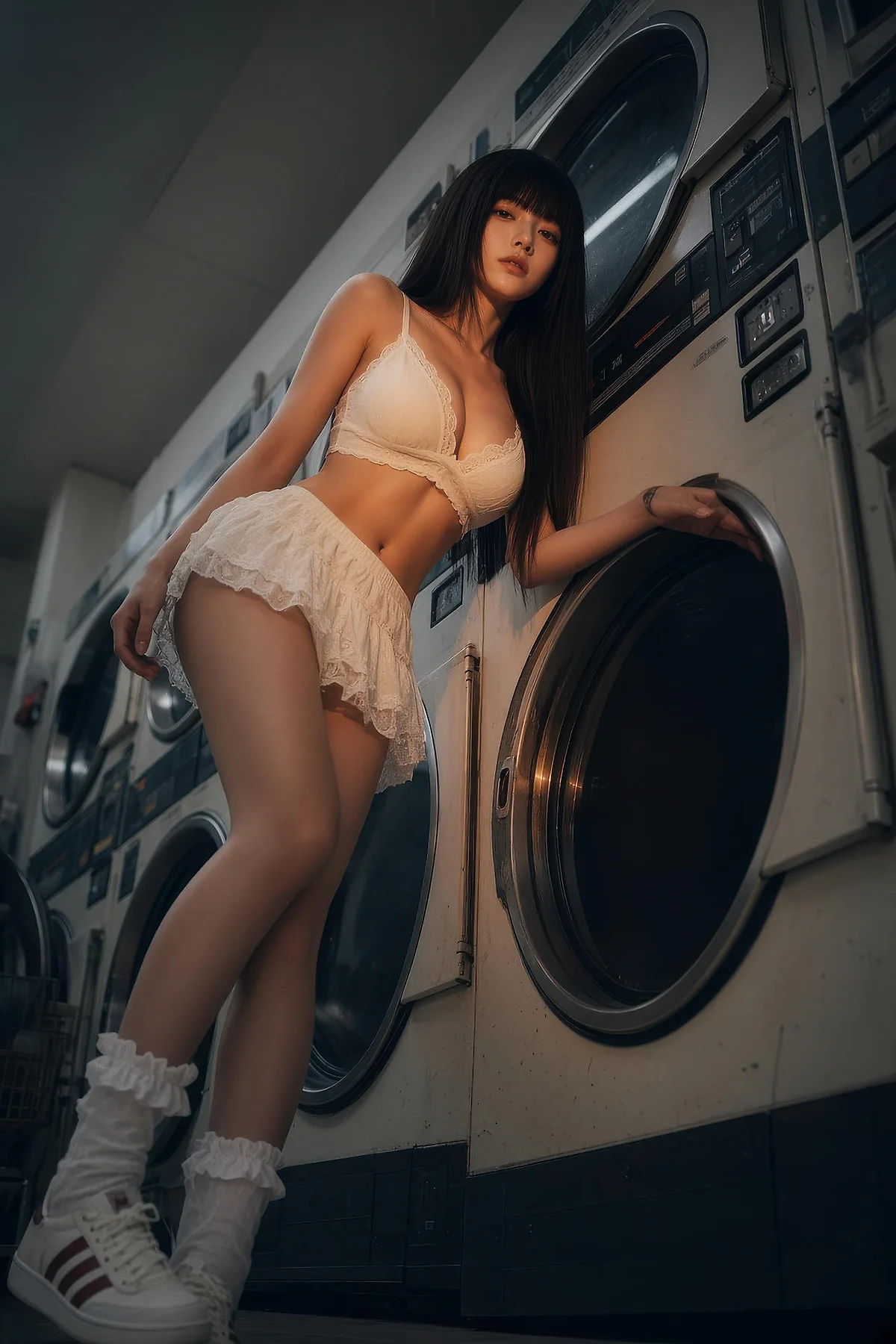 AIG  No.586 九歌lina超美白色蕾丝短裙 - 65