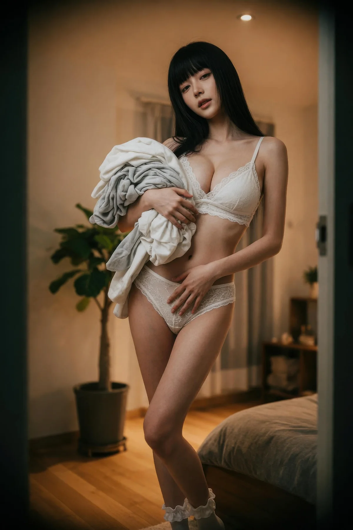 AIG  No.586 九歌lina超美白色蕾丝短裙 - 74