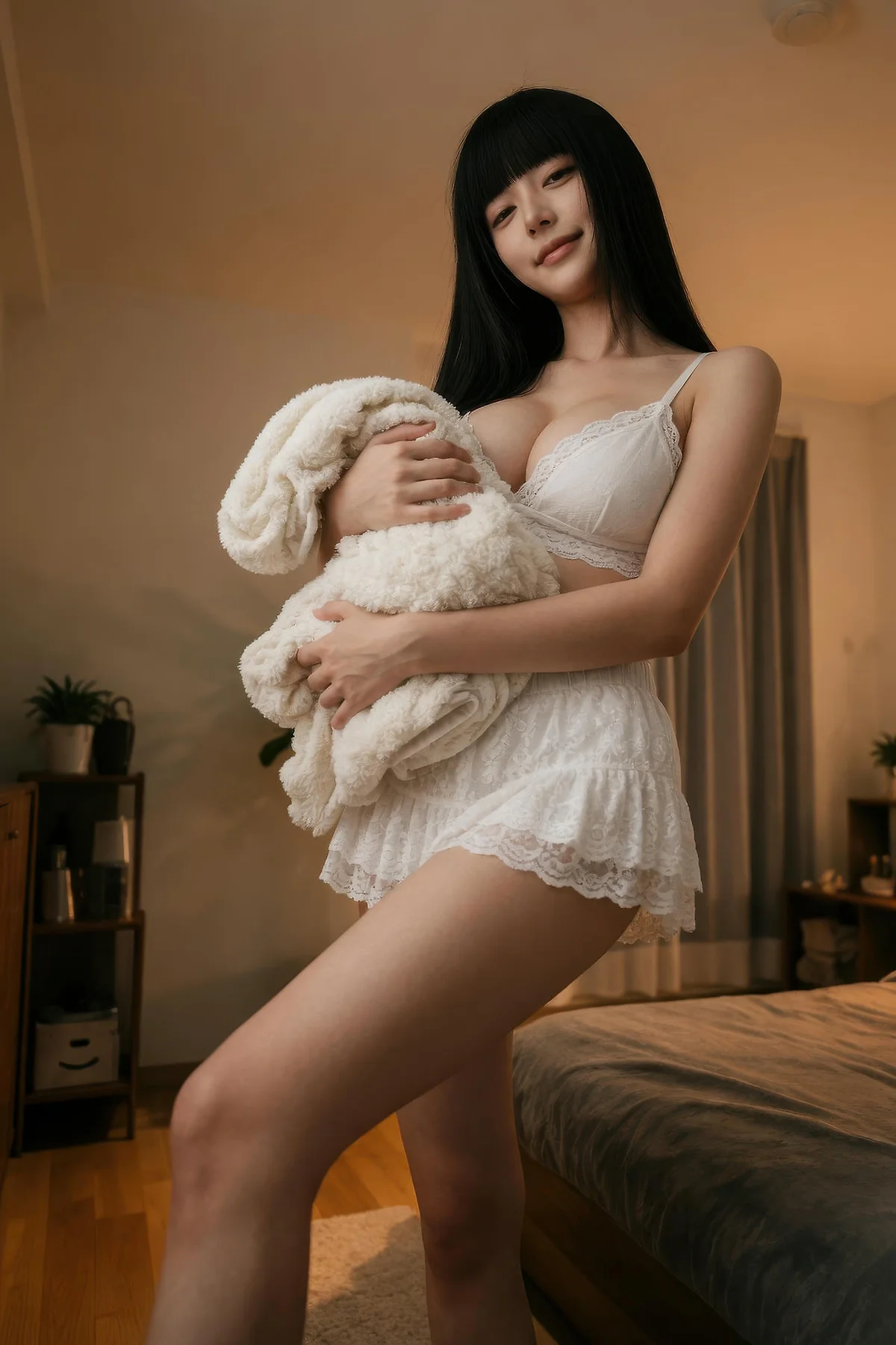 AIG  No.586 九歌lina超美白色蕾丝短裙 - 78