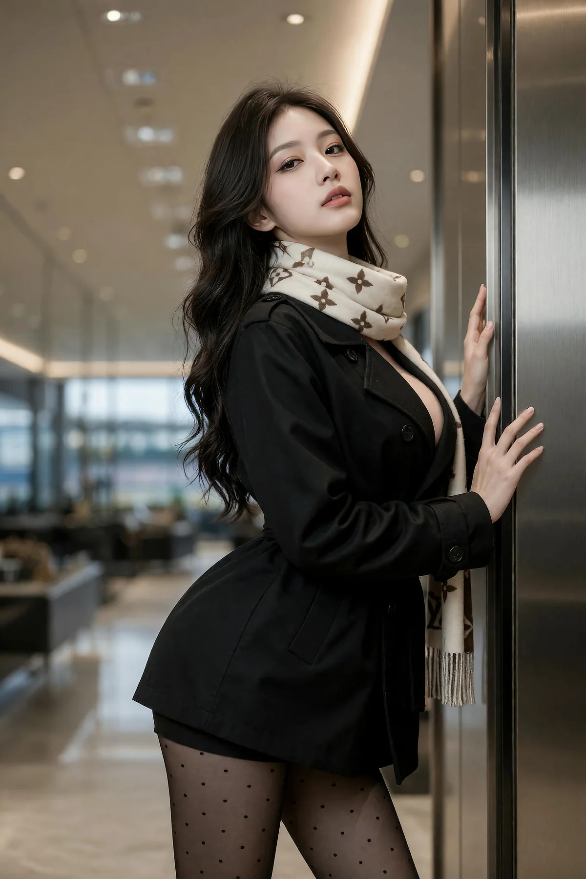 AIG  No.589 糖er黑丝风衣爆乳美女 - 9