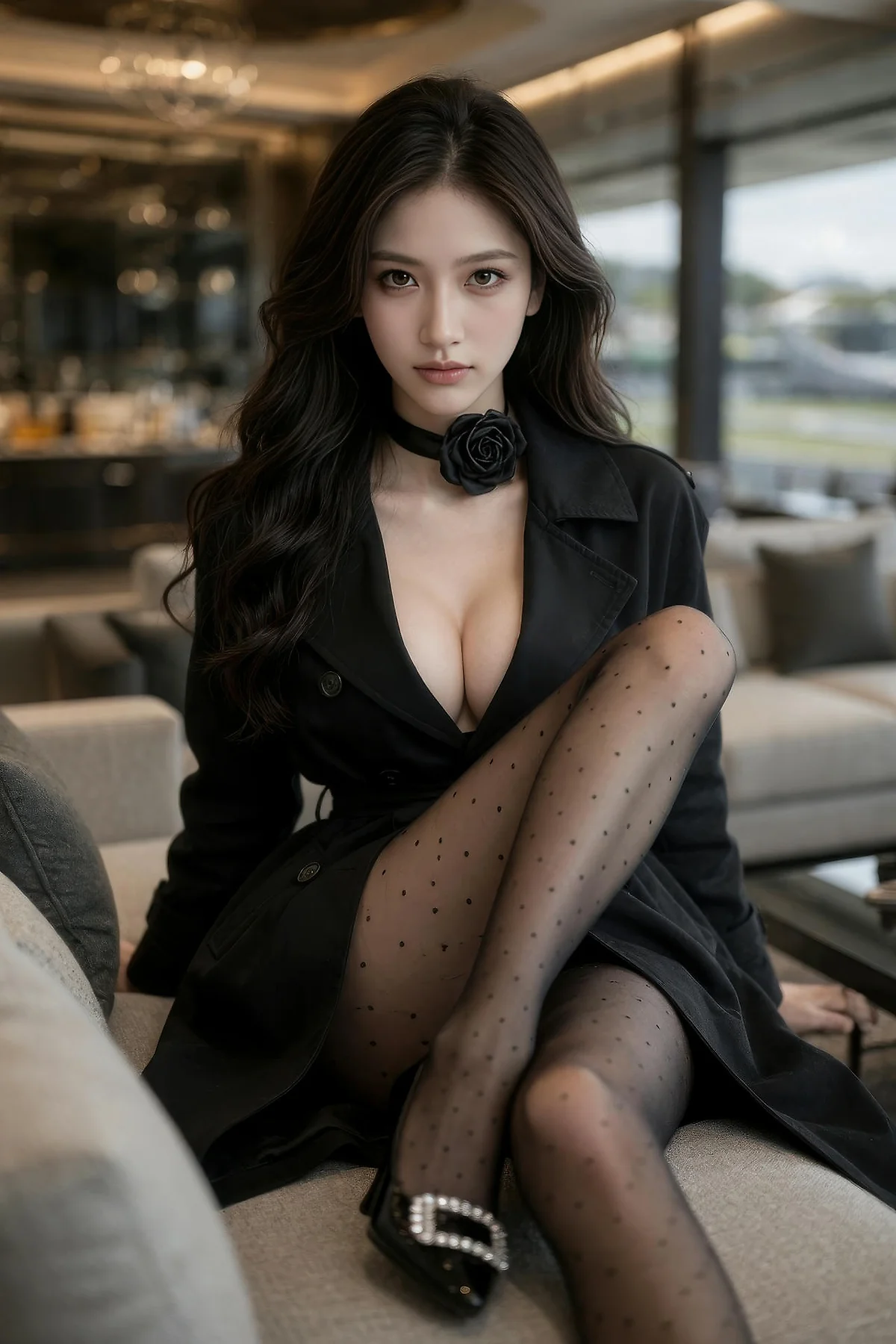 AIG  No.589 糖er黑丝风衣爆乳美女 - 38
