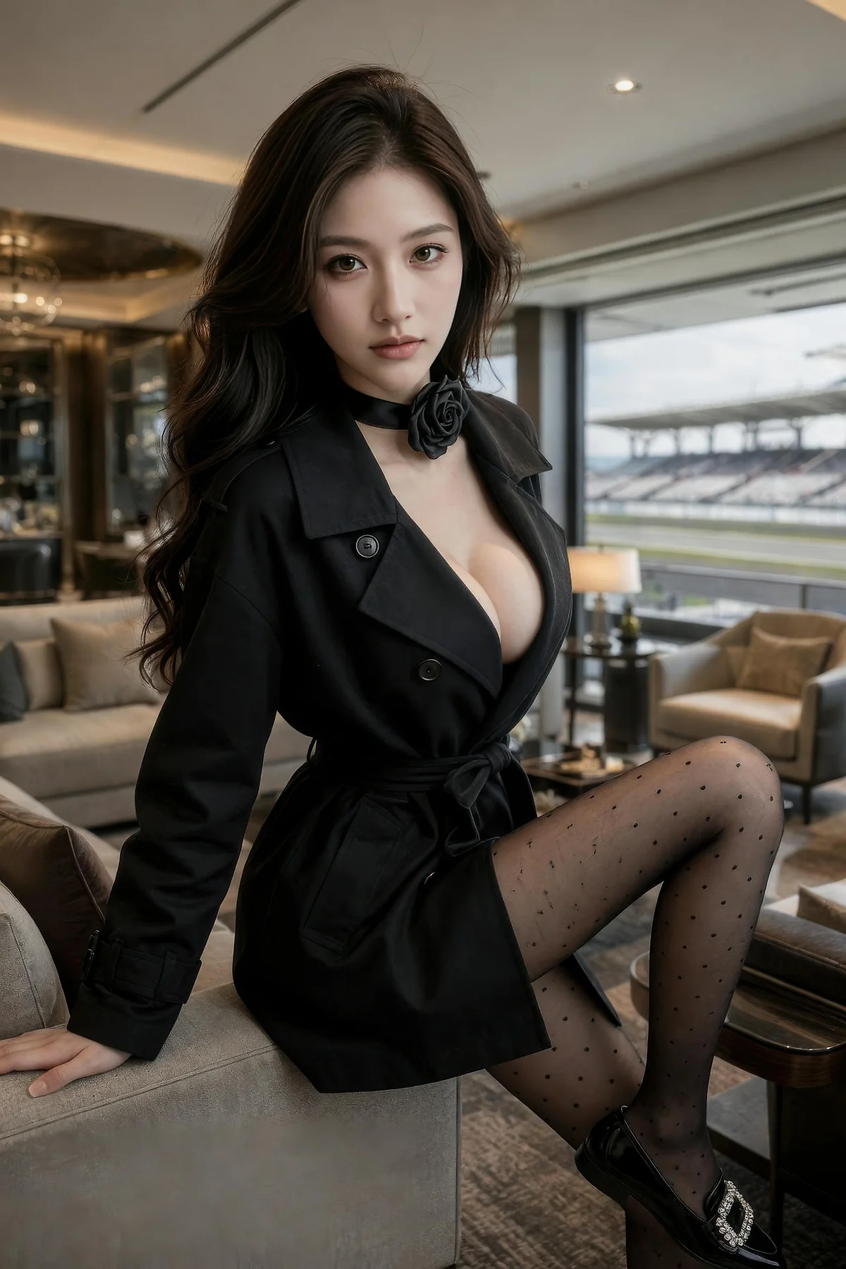 AIG  No.589 糖er黑丝风衣爆乳美女 - 40