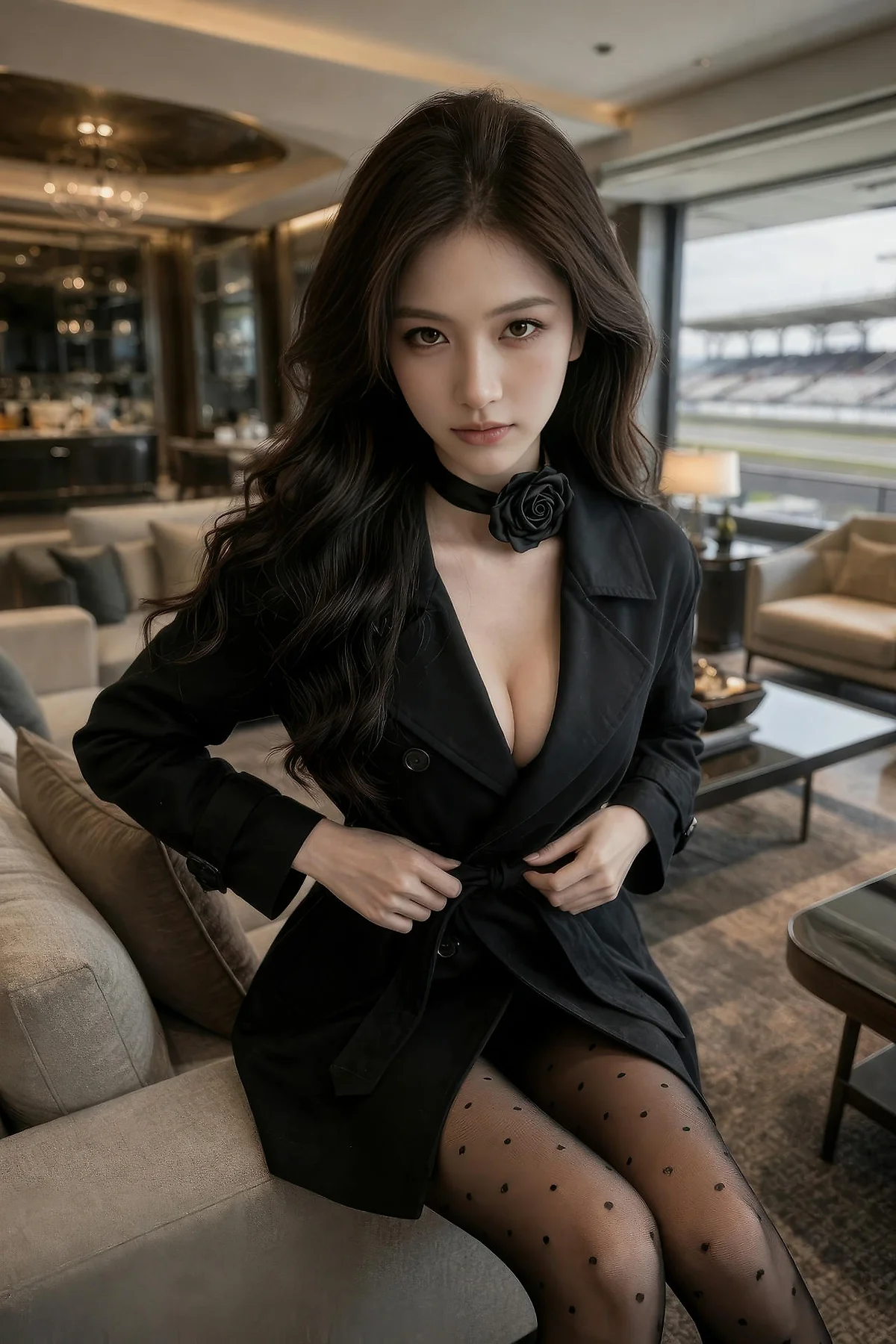 AIG  No.589 糖er黑丝风衣爆乳美女 - 41