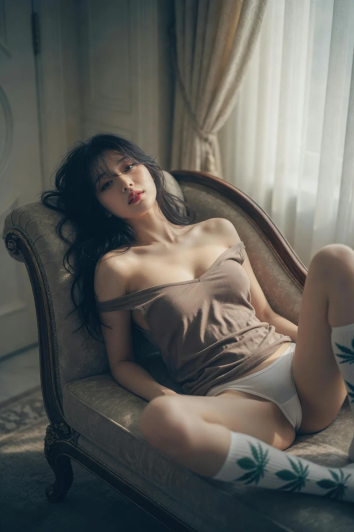 AIG  No.604 赵姗姗爆乳背心枫叶高筒袜 - 22
