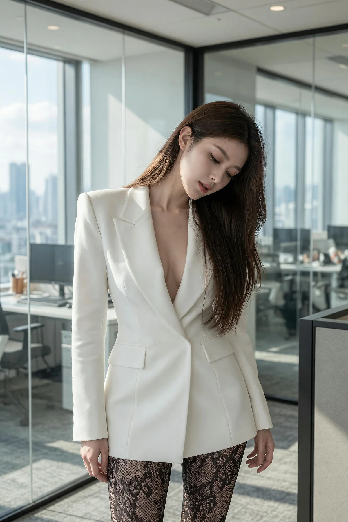 AIG  No.606 糖er办公室套装蕾丝袜 - 12
