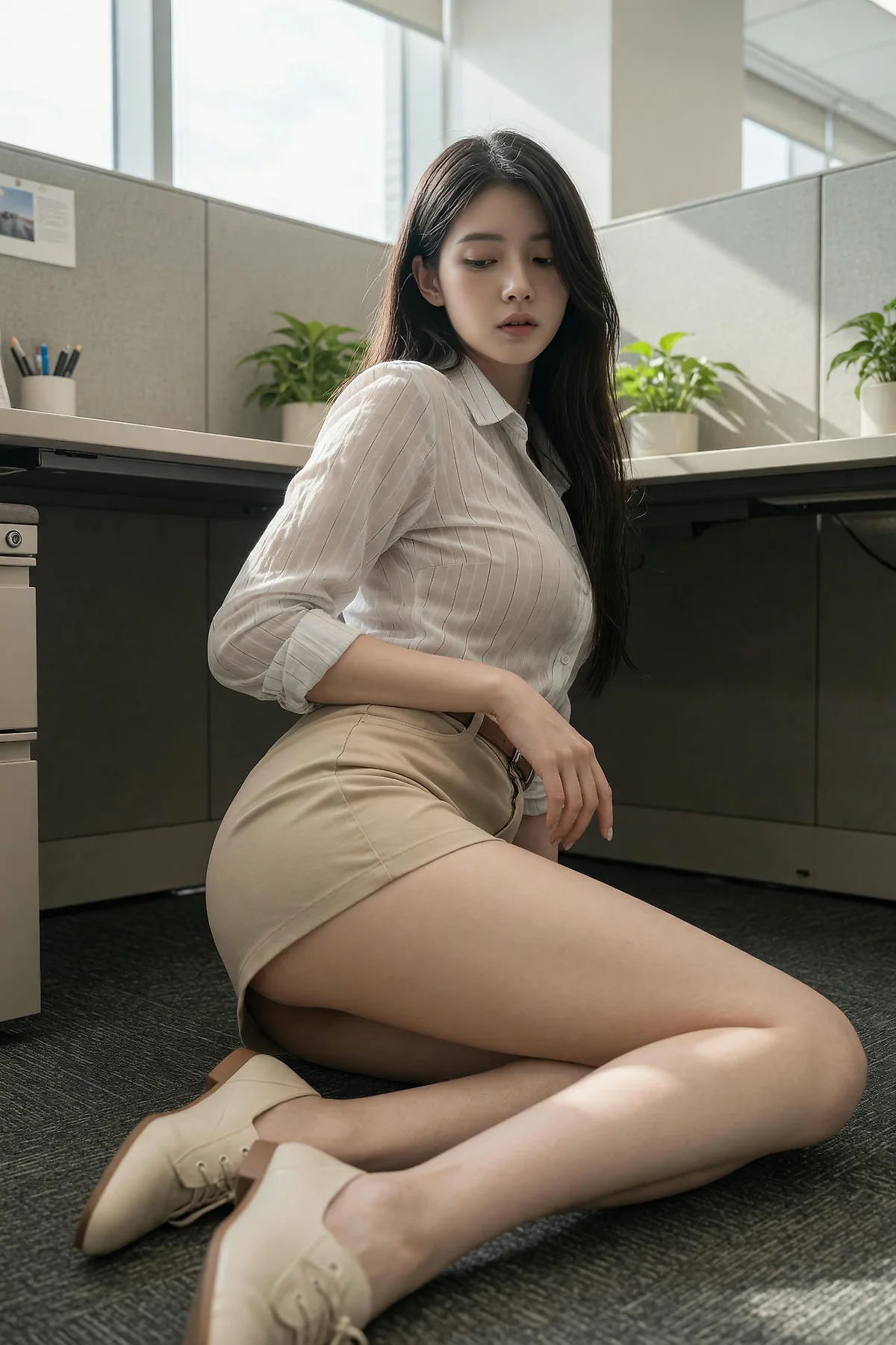 AIG  No.608 斯斯大小姐米色短裙爆乳ol制服 - 3