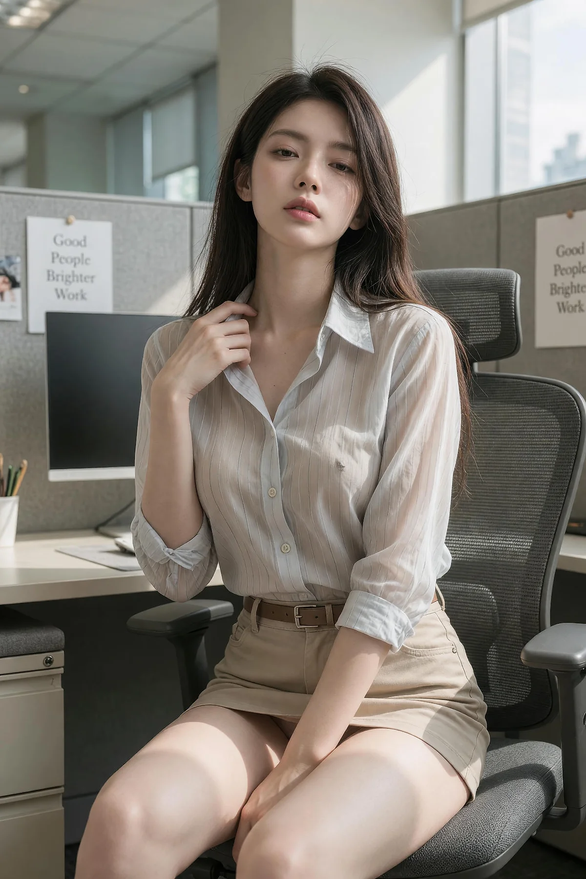 AIG  No.608 斯斯大小姐米色短裙爆乳ol制服 - 90