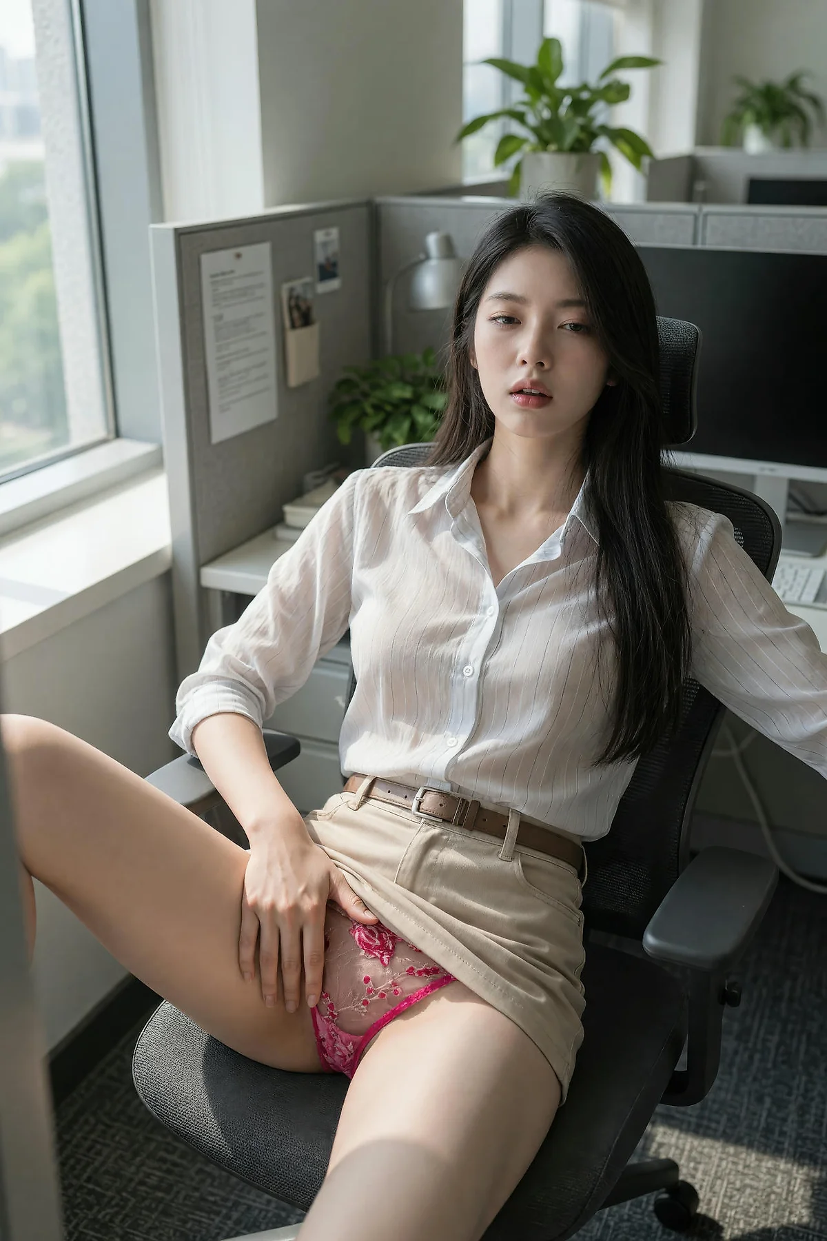 AIG  No.608 斯斯大小姐米色短裙爆乳ol制服 - 95