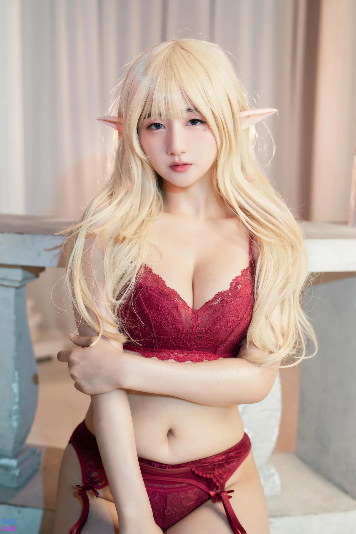 BLUECAKE No.074 Jina红色内衣写真 - 110