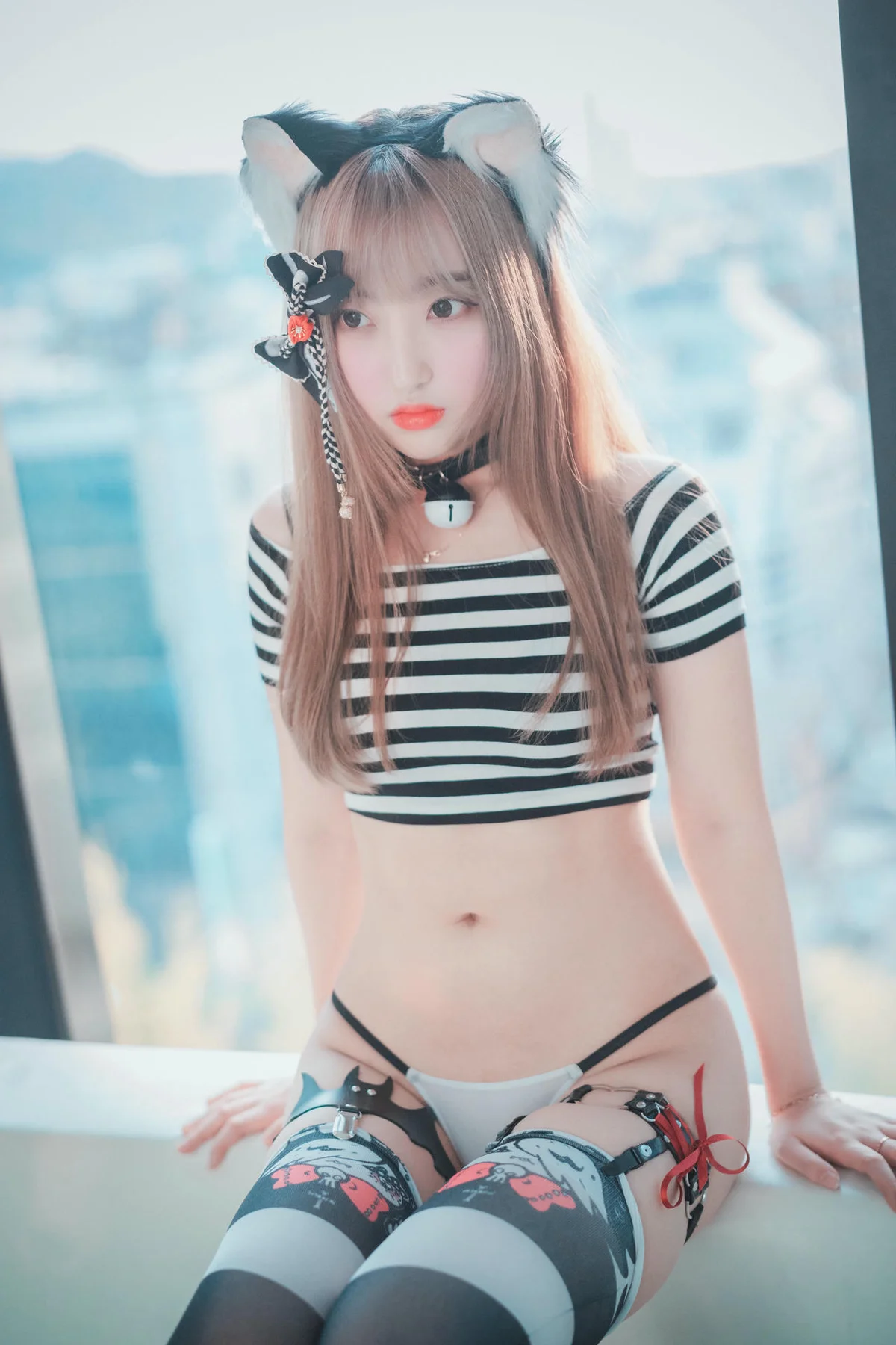 DJAWA No.036 HaNari 条纹少女吊袜 - 55