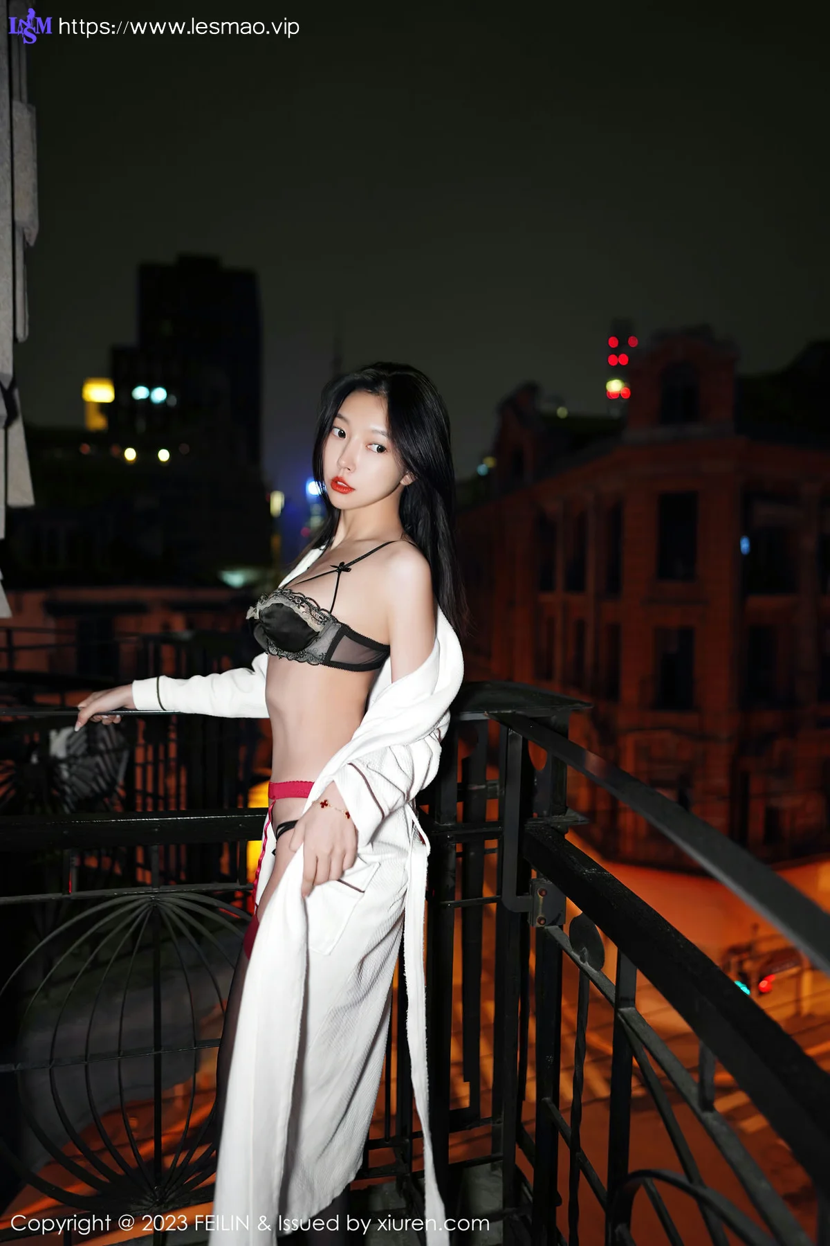 FeiLin 嗲囡囡 Vol.464  冯木木LRIS 白色睡袍下写真 - 37