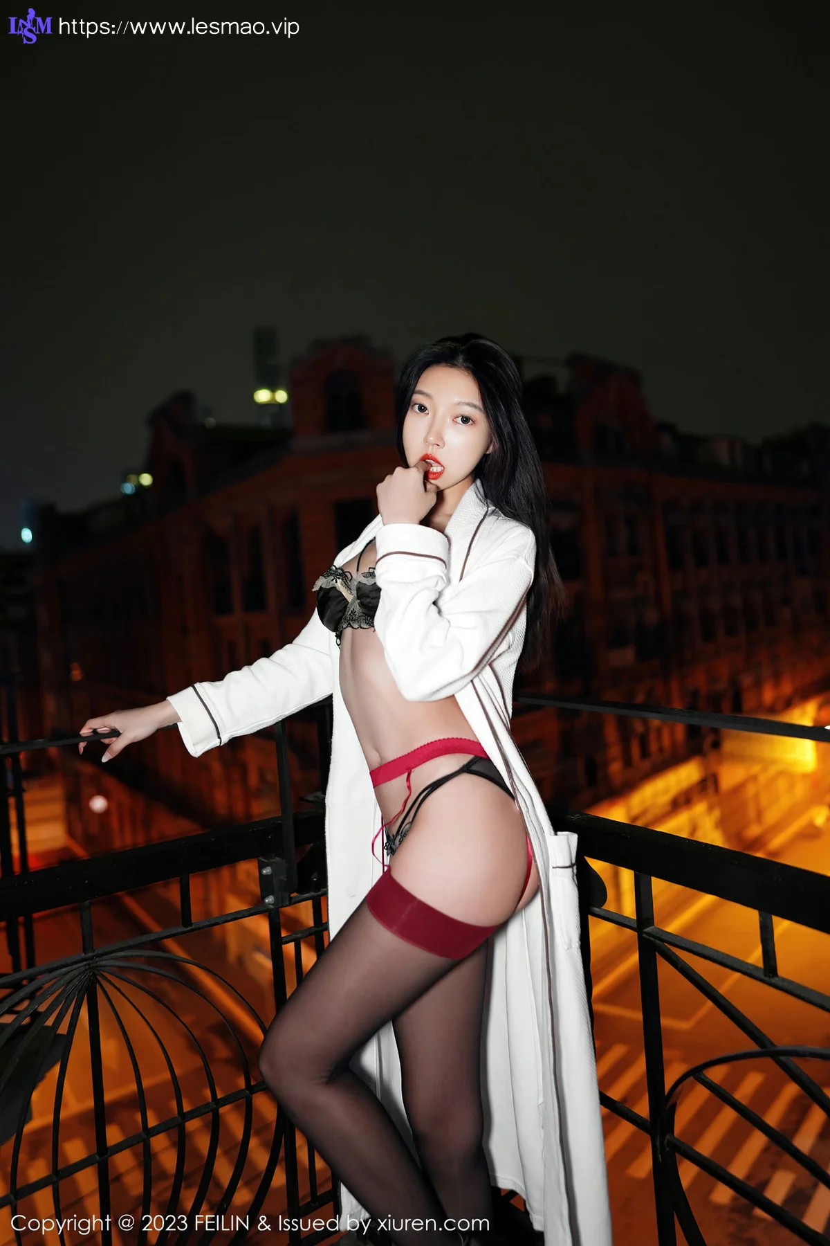FeiLin 嗲囡囡 Vol.464  冯木木LRIS 白色睡袍下写真 - 57