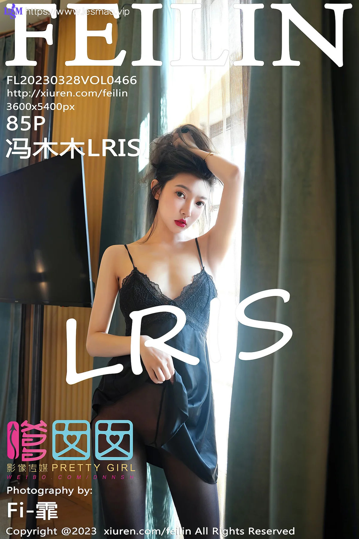 FeiLin 嗲囡囡 Vol.466  冯木木LRIS 黑色情趣吊带裙写真 - 86